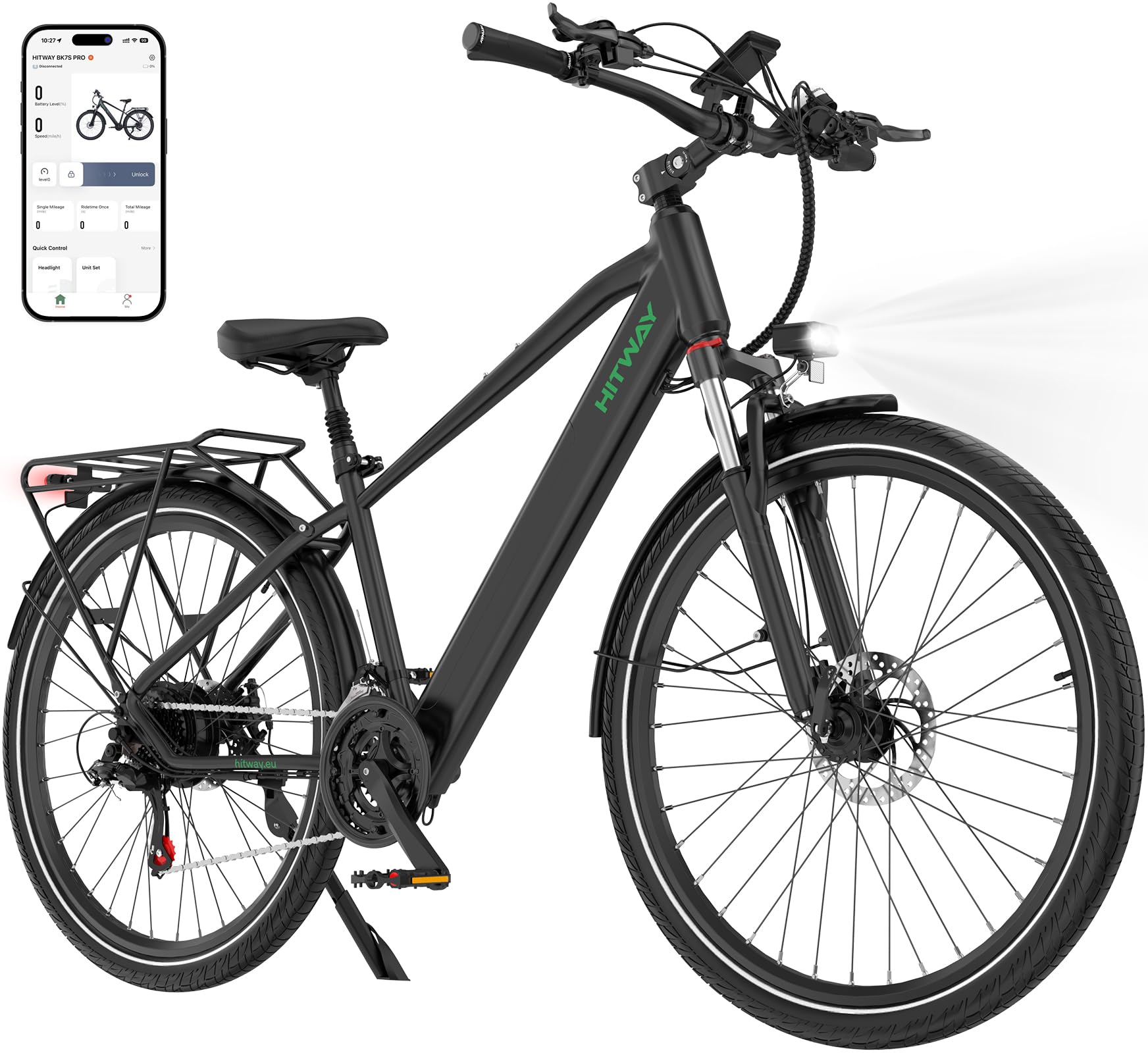 HITWAY BK7S Bicicleta Eléctrica 27,5/29 Pulgadas Bici Eléctrica, Batería Extraíble 36V 12,8Ah, Motor 250W hasta 25 km/h, Autonomía 50–80 km, MTB E-Bike Pedelec Urbana para Adultos