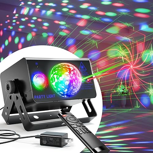 Luces de bola de discoteca para fiesta, luz estroboscópica de discoteca activada por sonido, multipatrones para fiestas, DJ, rave, familia, karaoke,
