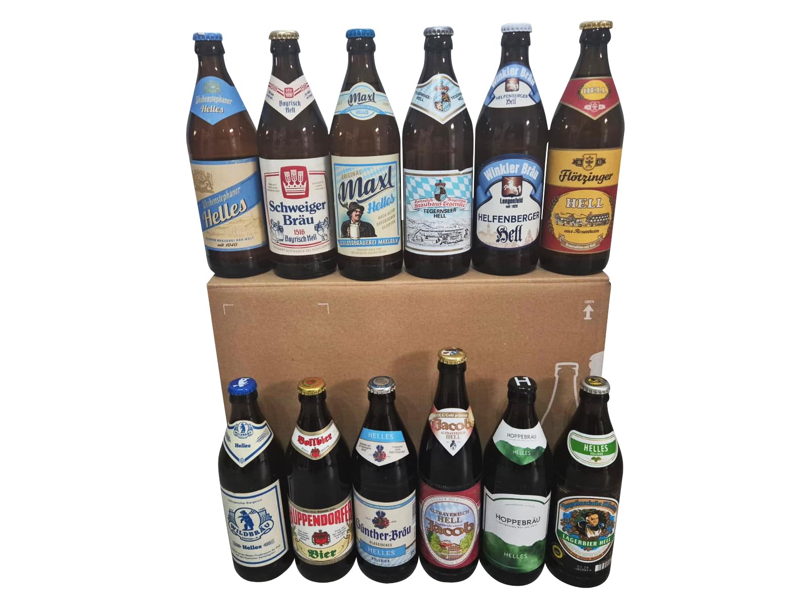 Bier Sortiment "Der Helle Wahnsinn" - Einige der Besten Bayrischen traditionellen Biere | Probierpaket mit 12×0,5l Bayerisches Helles | Bier-Tasting Set | Geschenkidee für Männer und Frauen