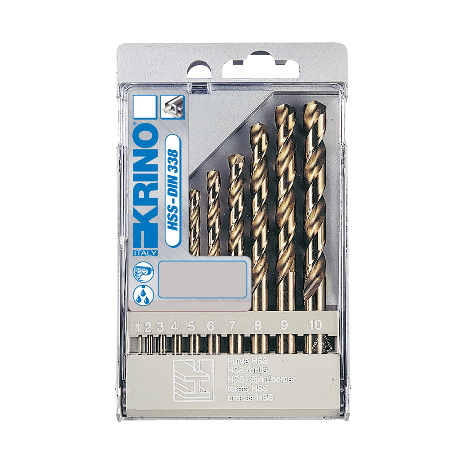 Krino 01135201 Juego de brocas para taladro rectificadas al cobalto 8% para acero inoxidable, gris