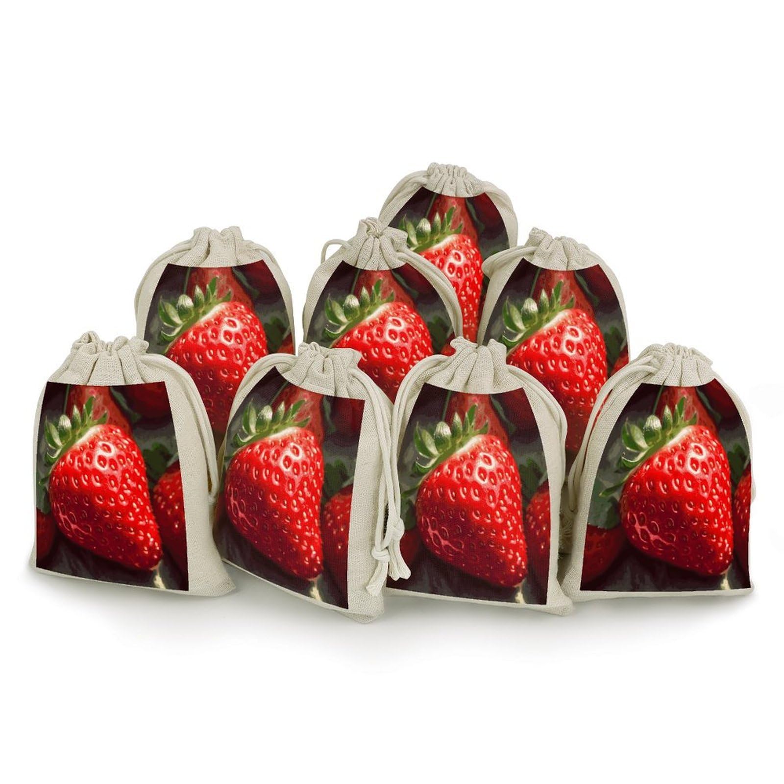 Adfgyerh Style Strawberry2 Bags With Drawstring Reusable,Jewelry Bags 4.9 X 6.7 Inch, Set Of 8,Gift Bags For Party Wedding Storage Home Supplies
