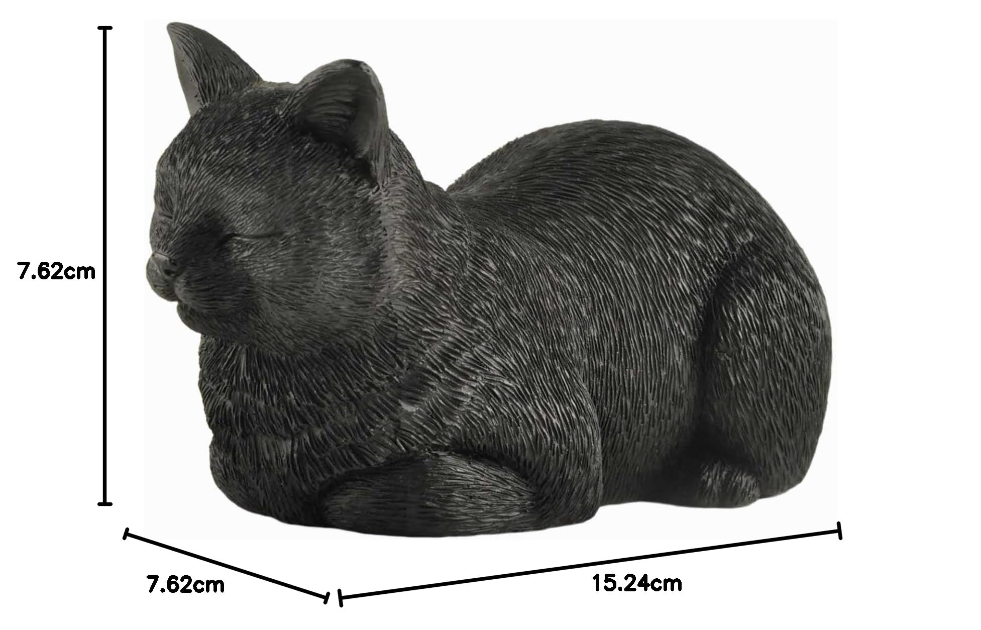 JFSM INC. Figura de resina pintada a mano con gato negro durmiendo de 6 pulgadas