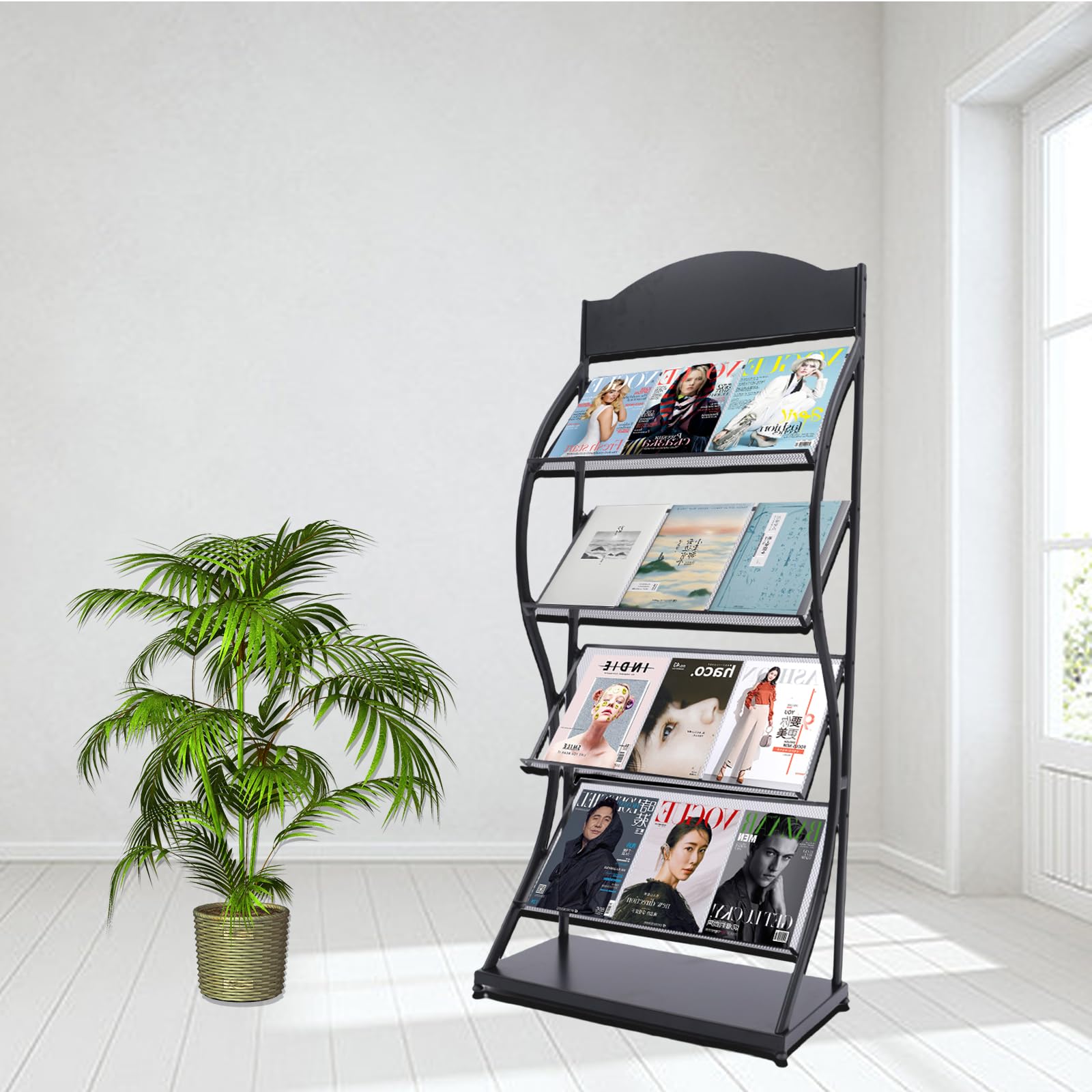 Amazon.com: 4 Tiers Black-Books Magazine Rack Brochure Display