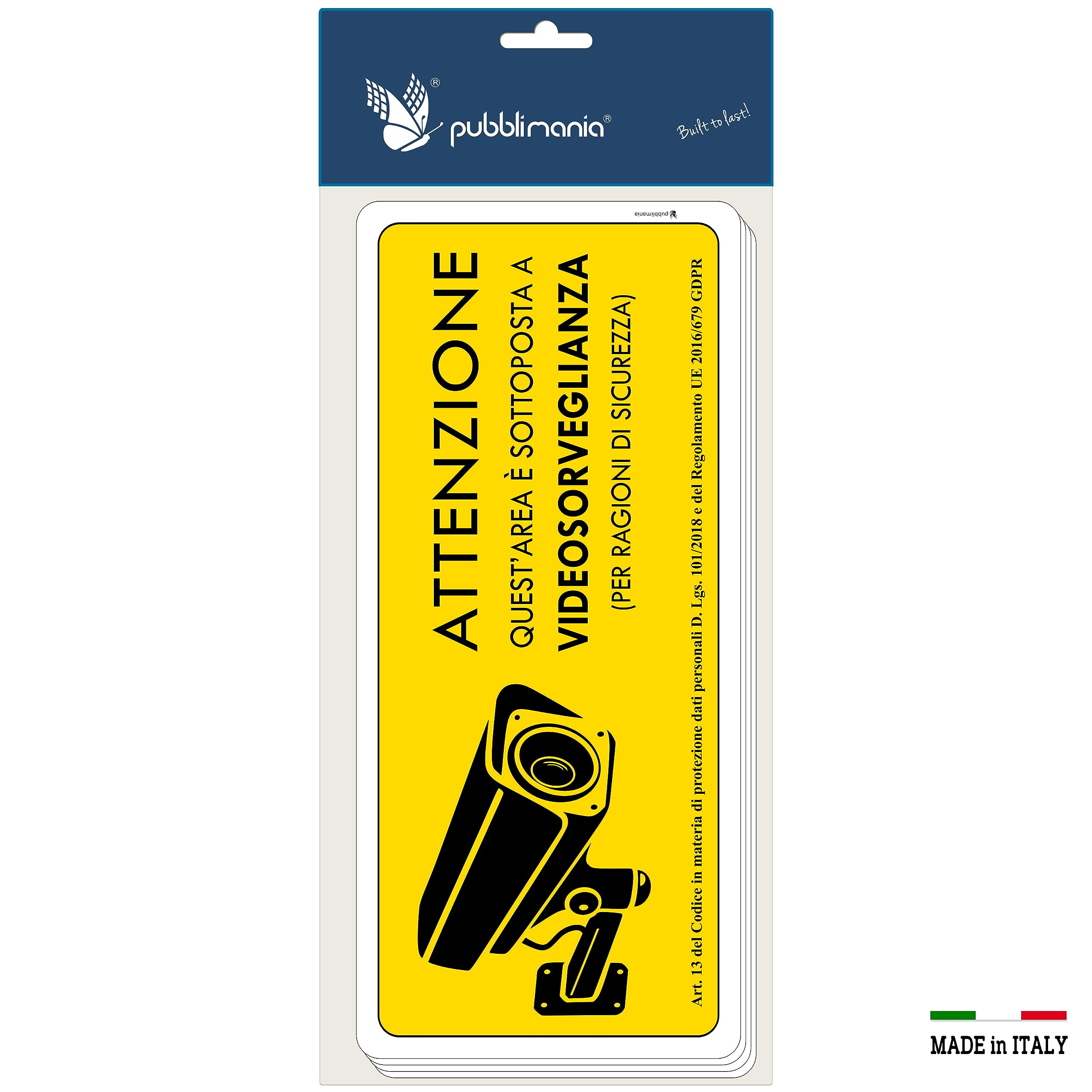 pubblimania 4 Adesivi PVC AREA VIDEOSORVEGLIATA per Esterno e Interno (Cm 29x13) (4 Area Videsorvegliata)