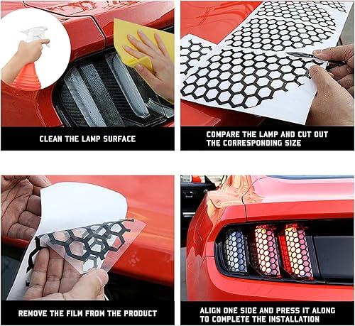 Miniatura 5 de 2 calcomanías con forma de panal de luz trasera de automóvil, 18.8 x 11.8 pulgadas, cubierta de luz trasera personalizada, funda protectora duradera