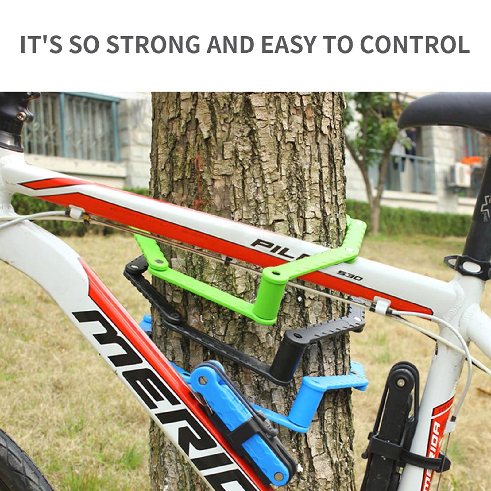 Serrure de Vélo Pliante Compacte-Serrure de Vélo de Montagne à 8 Sections-Serrure de Vélo Pliable Antivol Robuste,Black