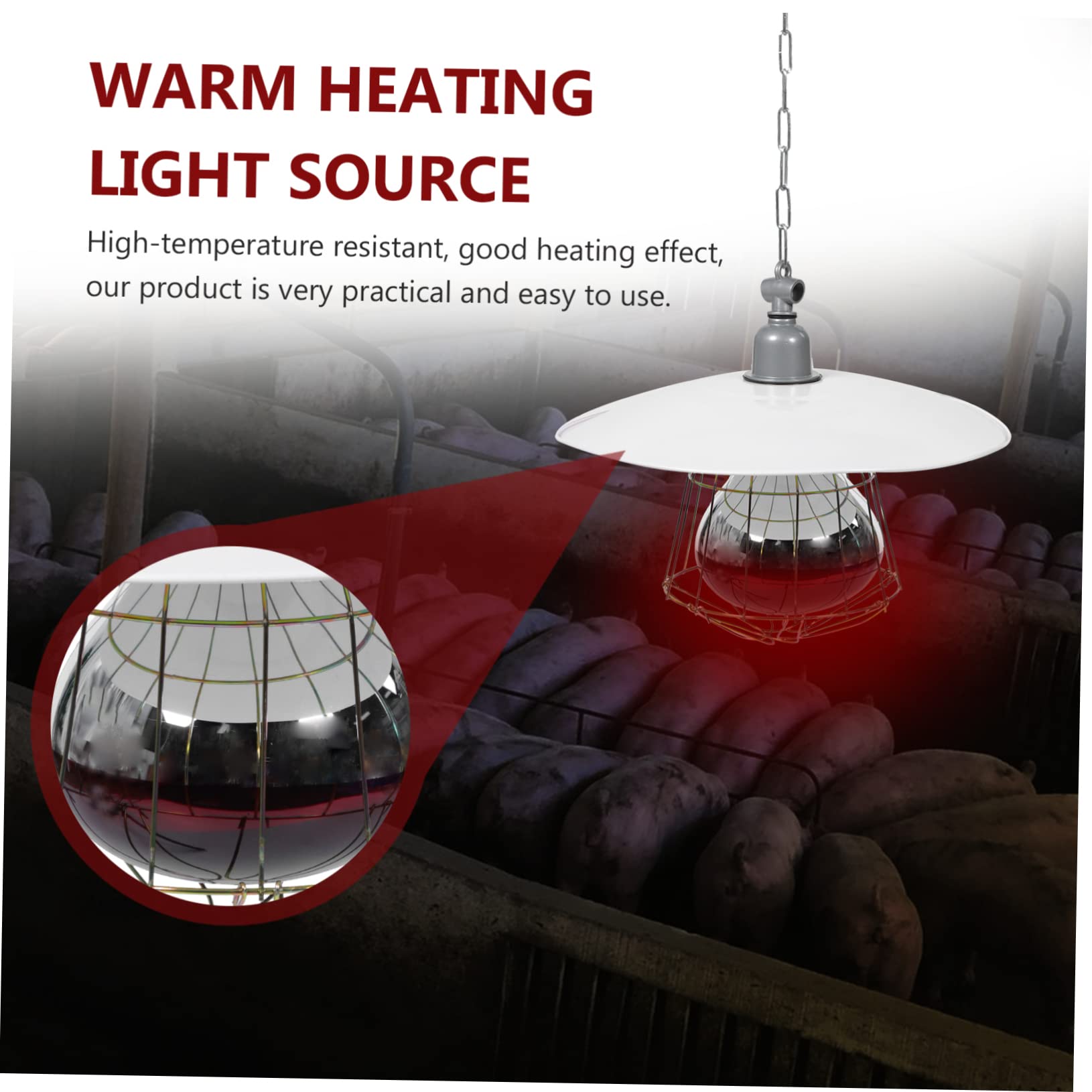 Lampada Riscaldante per Rettili e Bestiame in Metallo Copertura a Rete, 250w Luce Rossa, Alta Efficienza Termica per Gabbie Animali Domestici e Incubatrici Colore Casuale