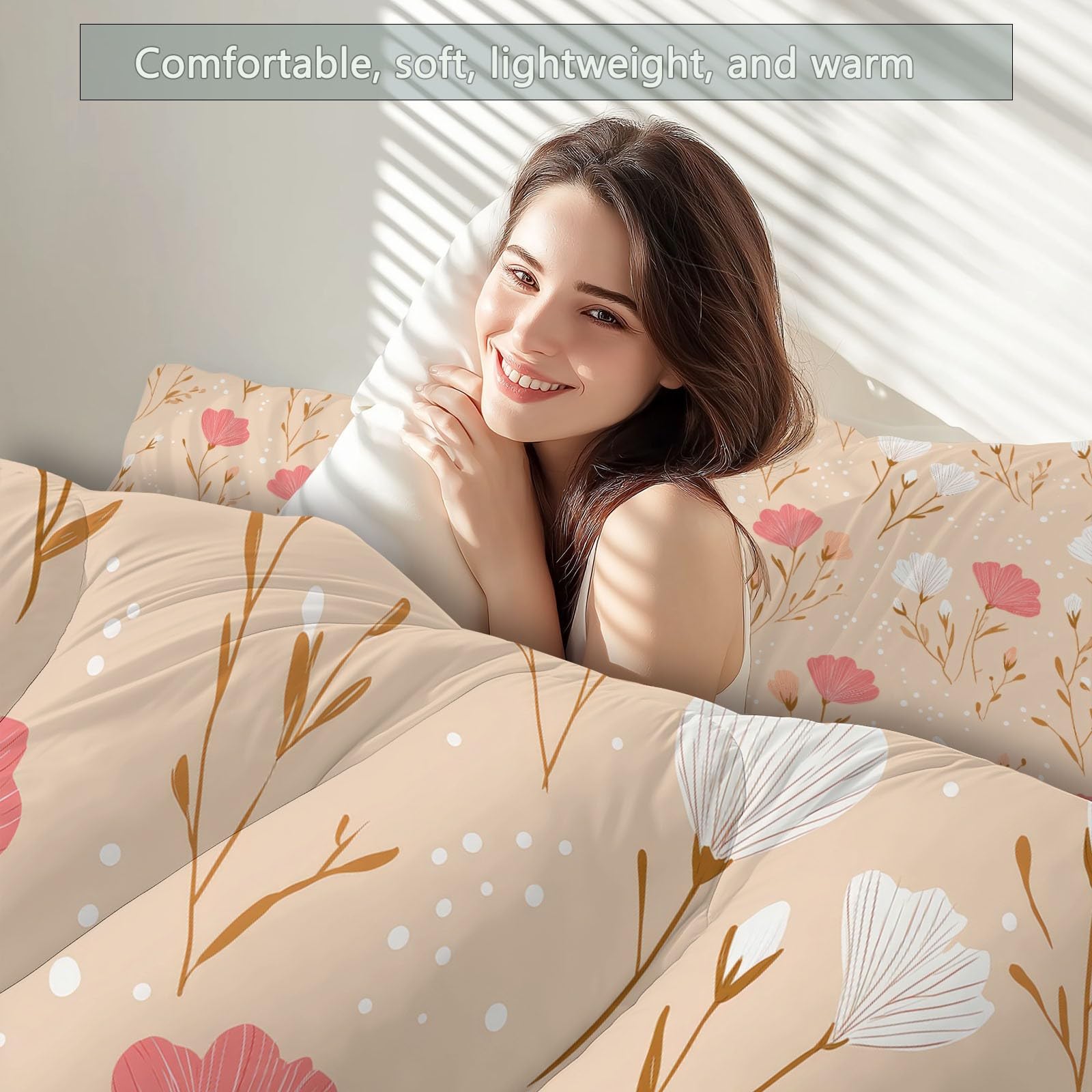 CozyRest Edredon Relleno nordico Cama Infantil Algodón - Floral Acuarela Cama 105 - Bebe rellena Juego de Manta 200x200 cm con Almohada 50 x 75 cm por niños e niñas