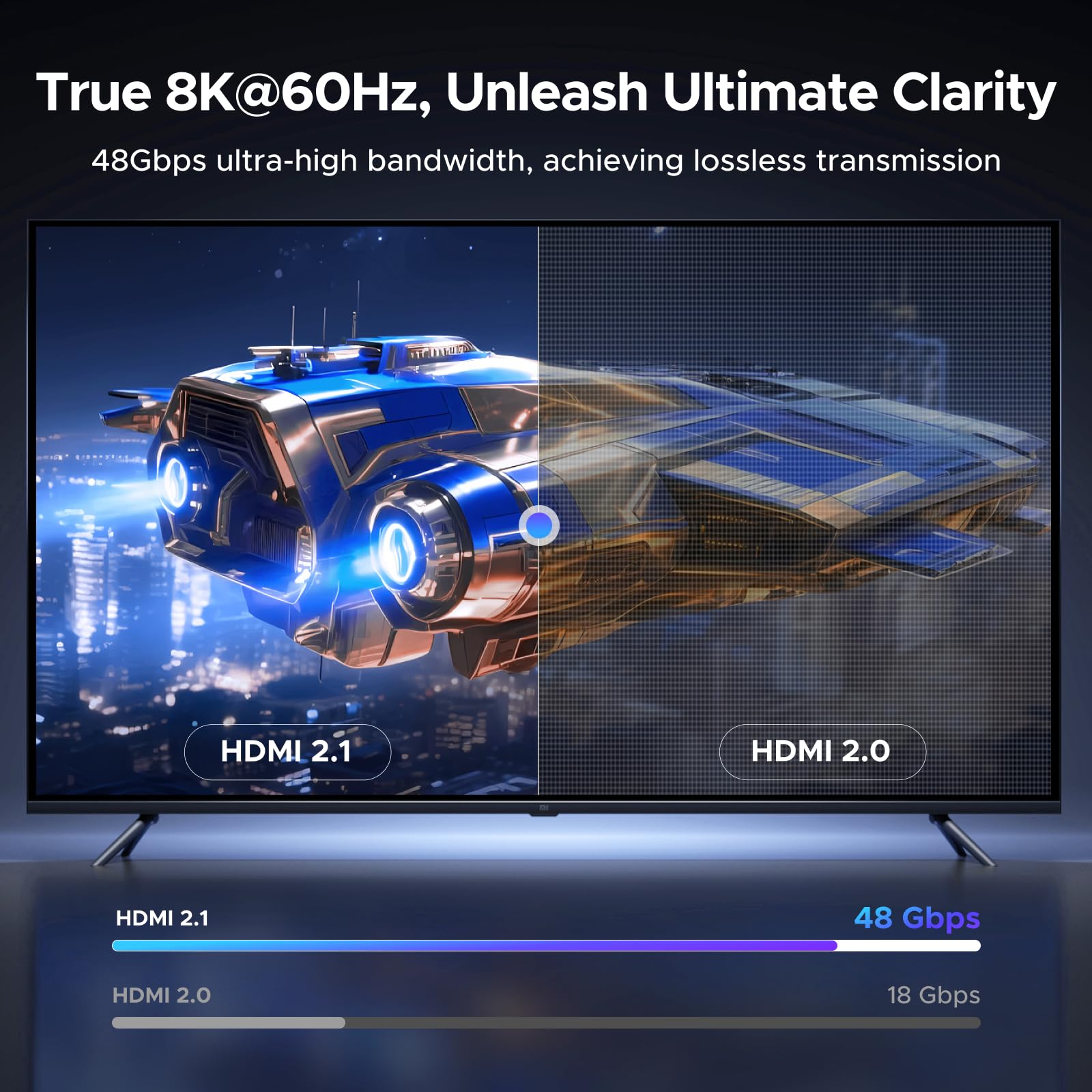 UGREEN 8K Câble HDMI 2.1 Coudé 90° 10K 8K 60Hz 4K 240Hz Haute Vitesse 48Gbps Cordon HDMI Aluminium Dynamic HDR Dolby Atmos HDCP Tressé en Nylon Compatible avec PS5 4 Xbox MacBook Pro Blu Ray HDTV (2M)