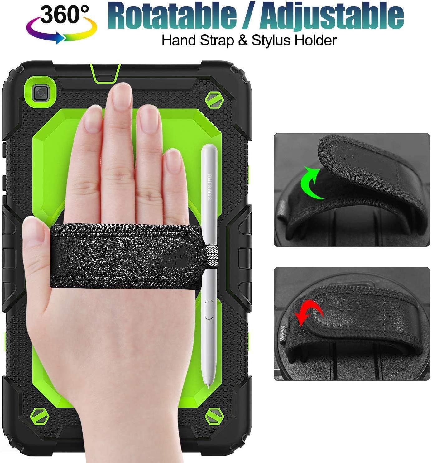 Samsung Galaxy Tab A 8.0 Case 2019 for Kids | Galaxy Tab A 8.0 Case SM-T290/T295/T297 with Kickstand & Screen Protector| Blosomeet Shockproof Protective Cover w/Hand Shoulder Strap | Green