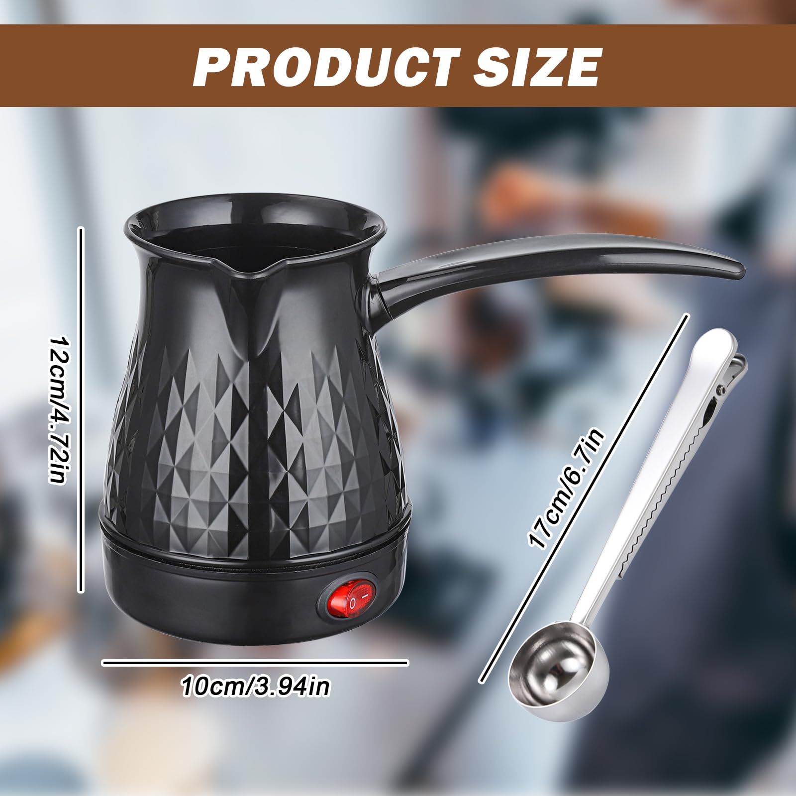 SPORWAY Cafetera Espresso de Inducción - Cafetera Turca con Cuchara Medidora, Moca de 500 ml para Camping, Elegante Negro