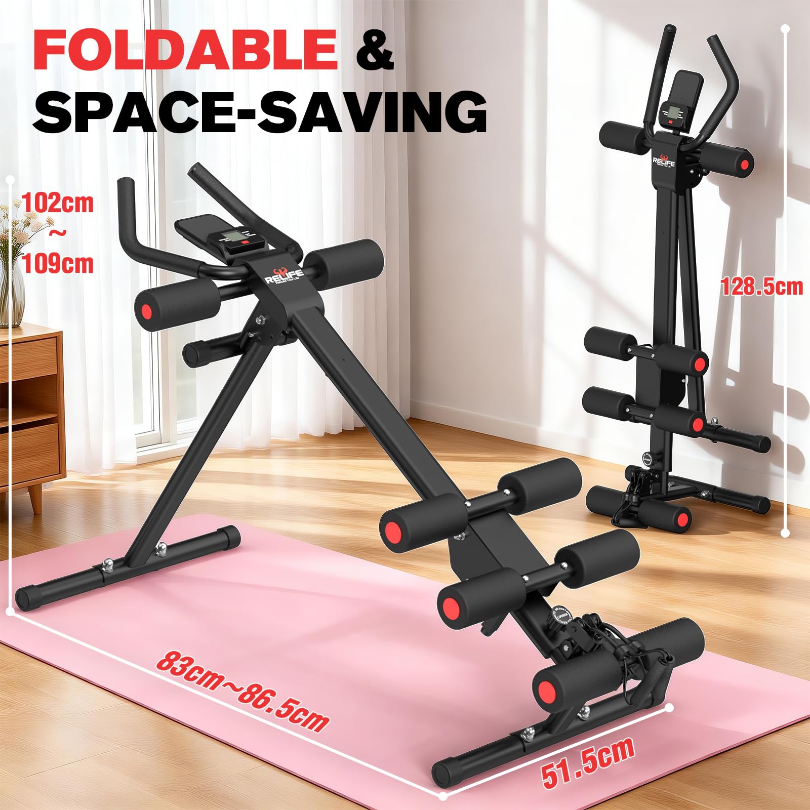 RELIFE REBUILD YOUR LIFE Bauchmuskel Trainer Bauch Trainingsgerät Bauchtrainer für Zuhause AB-Workout-Gerät Bauchtrainer Zusammenklappbarer