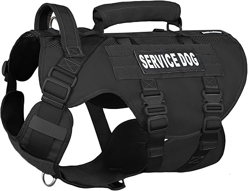 Miniatura 1 de Arnés de servicio para perro grande, arnés de malla transpirable para perro con chaleco militar Molle, arnés táctico para perro con hebilla de metal