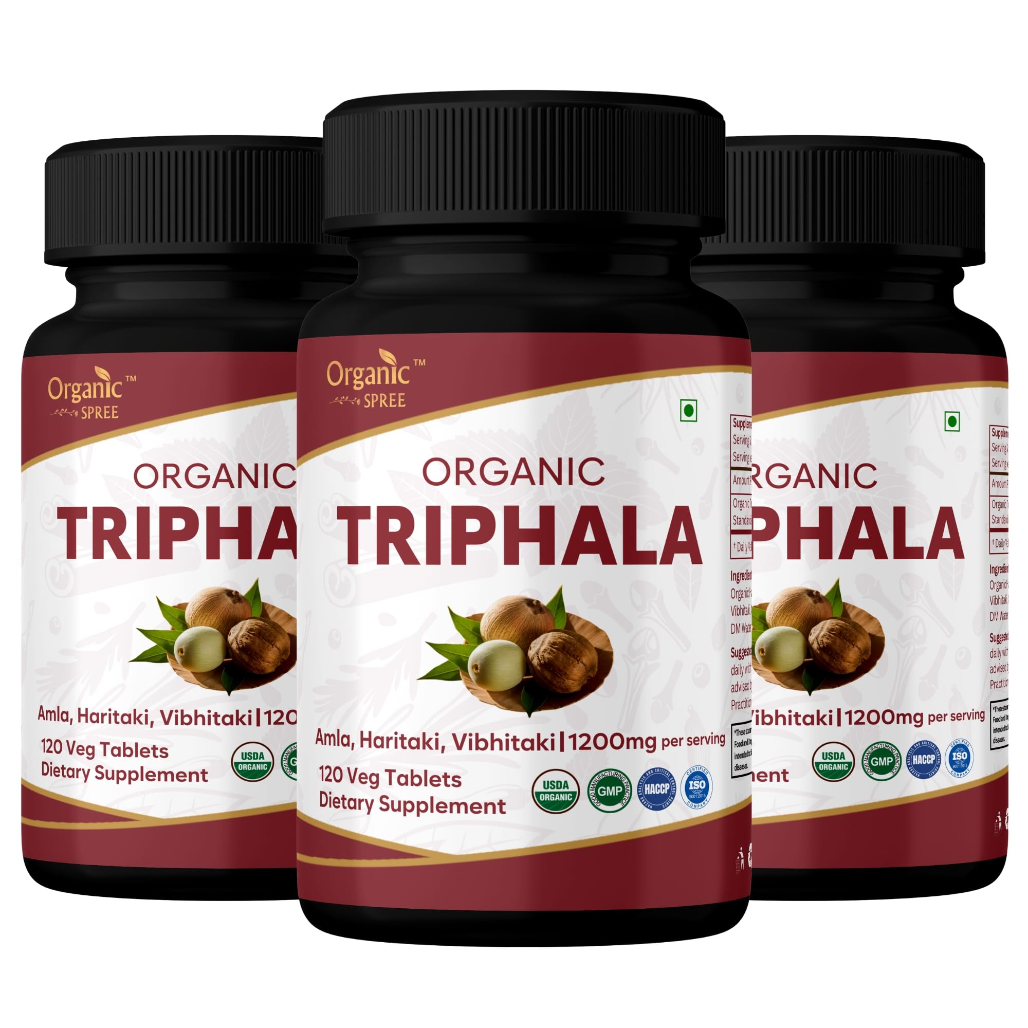 ORGANIC SPREE Triphala 120 Tablets - Supports Digestion, Occasional Bloating & Colon Cleanse* - Amla, Haritaki & Bibhitaki - 60 Days Supply - USDA Organic, GMP, HACCP Certified — Amazon image 12
