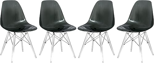 Miniatura 8 de LeisureMod Dover - Silla auxiliar moldeada con patas de acrílico, color rojo transparente Rojo transparente,Claro,Transparente negro,Azul