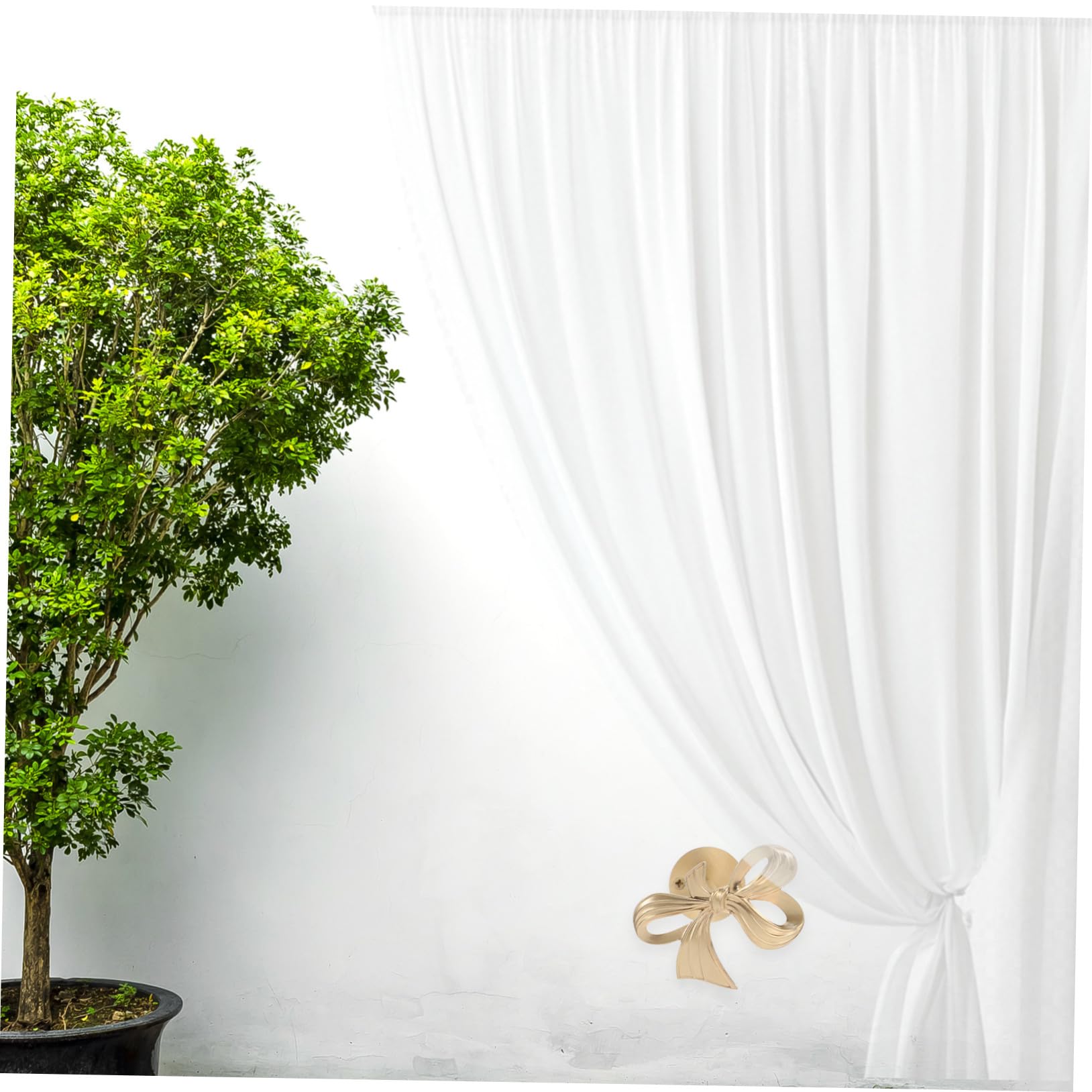 ULTECHNOVO Porte-Rideaux Laiton Doré à Nœud Décoratif Supports Muraux Métalliques pour Rideaux Crochets Multifonctions pour Chambre Bureau et Salon