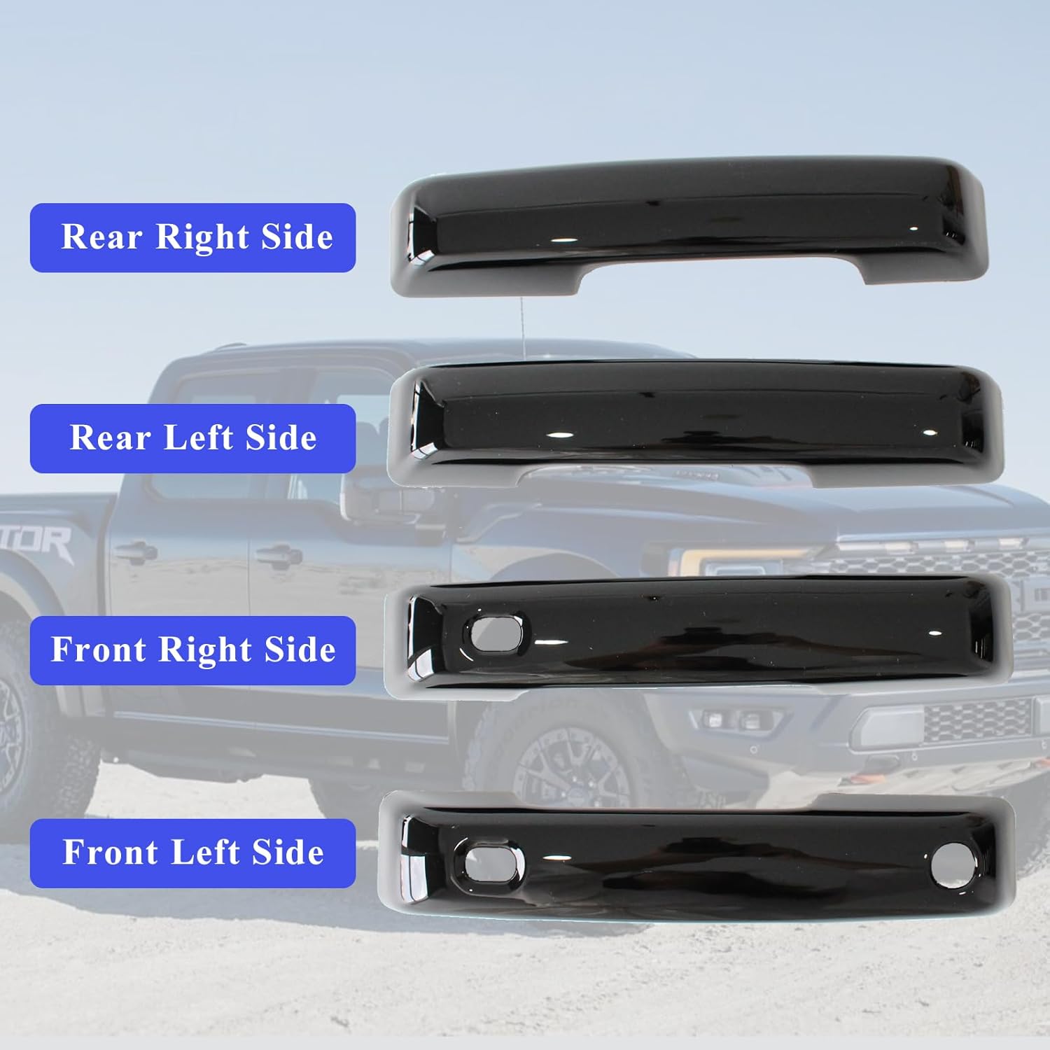 AUCERAMIC Gloss Black Exterior Door Handle Covers Trim Fit for Ford F-150 2021-2025, for Ford F-250/F-350 Super Duty 2023-2025 (with Smart Keyhole)