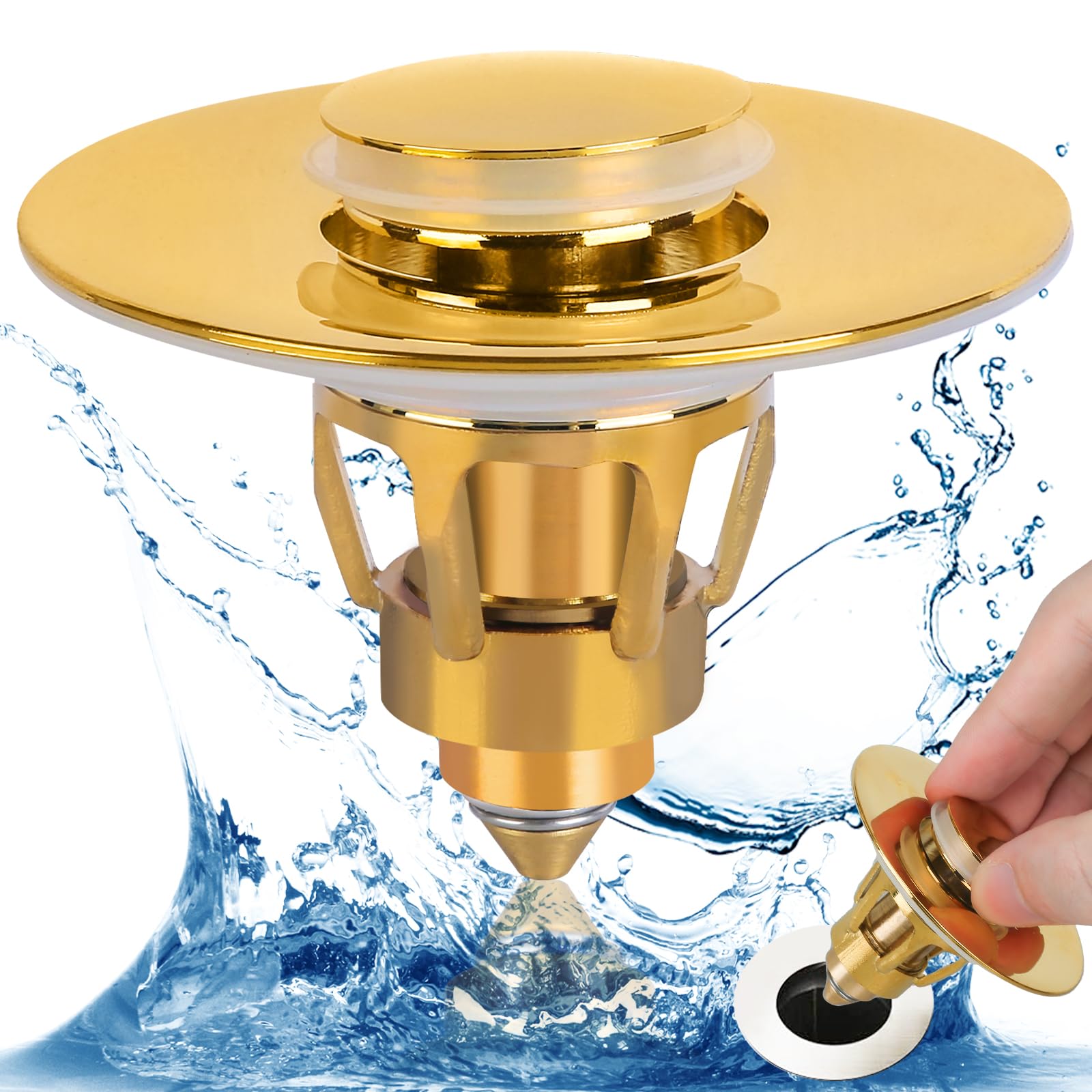 Three colors Bathroom Sink Stopper, 1.1-1.5" Bathroom Sink Drain Strainer, Universal WashBasin Pop Up Drain Stopper, Bounce Core Push Type Sink Plug,