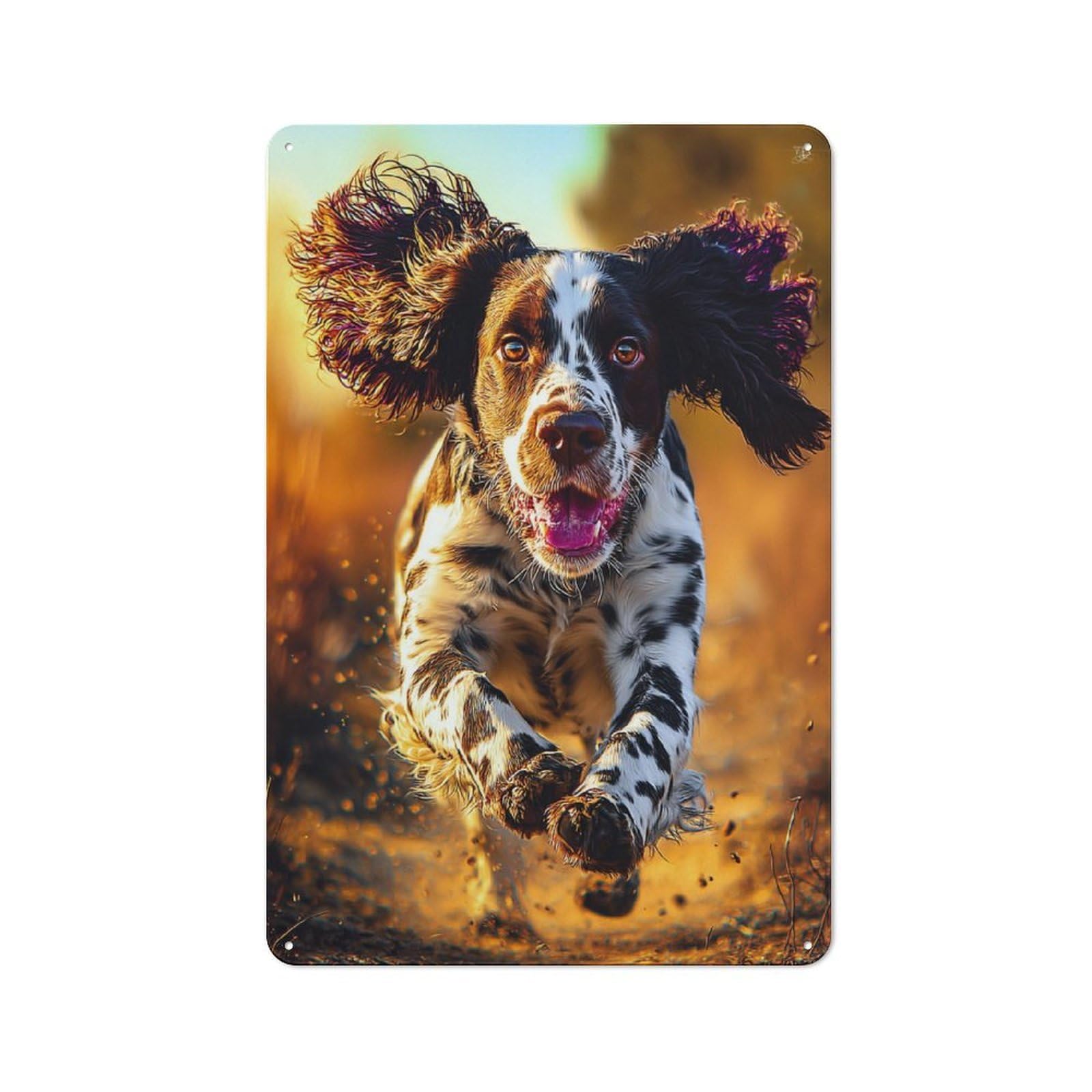 Junmoney Springer Spaniel In Motion -3 Metal Wall Sign 30X20cm, Modern Retro Loft Wall Plaque For Flat, Bar, Studio Or Gallery Wall