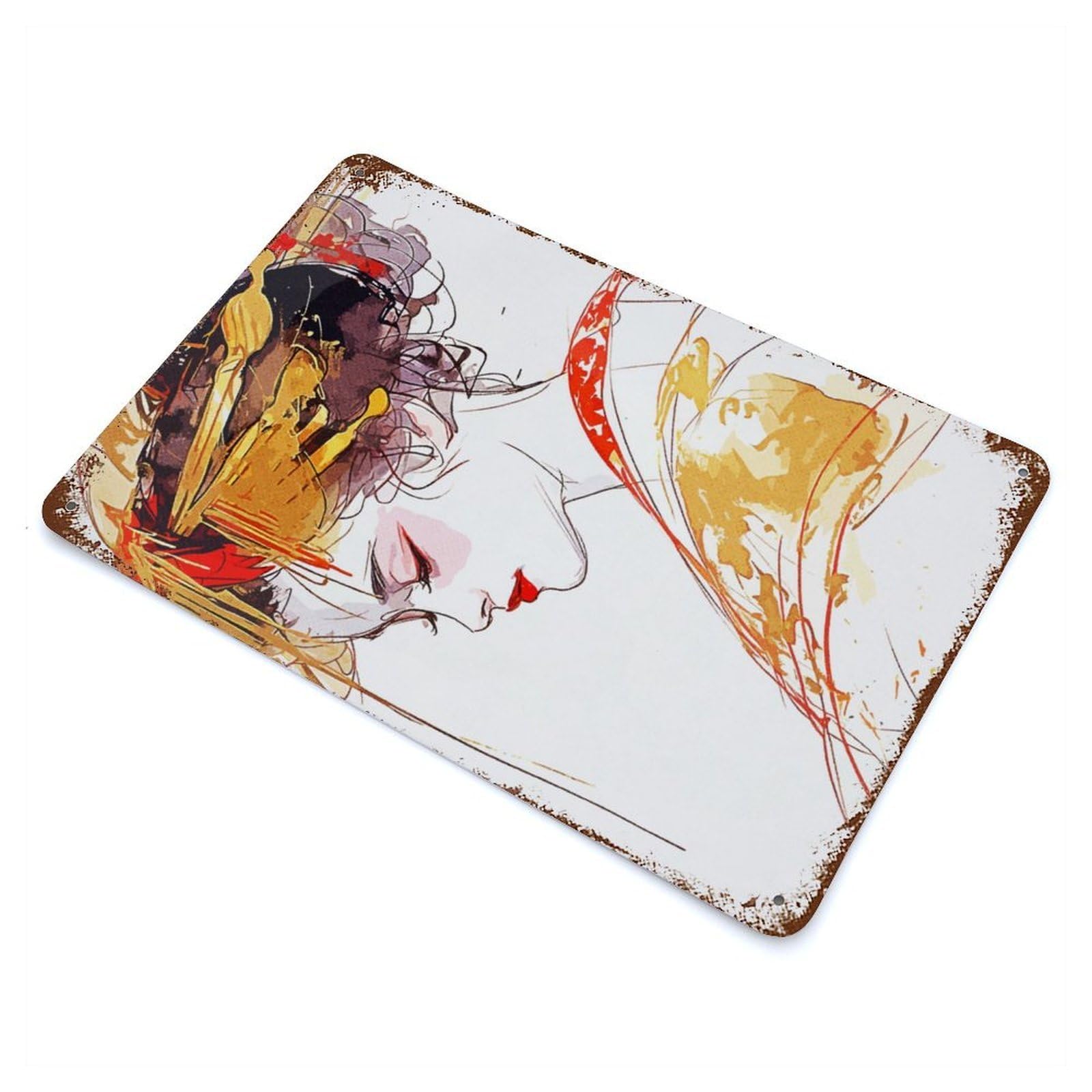 Paint Geisha Vintage Rust Metal Sign 11.8"x7.9", Ideal for Basement, Hobby Room And Garage Decor