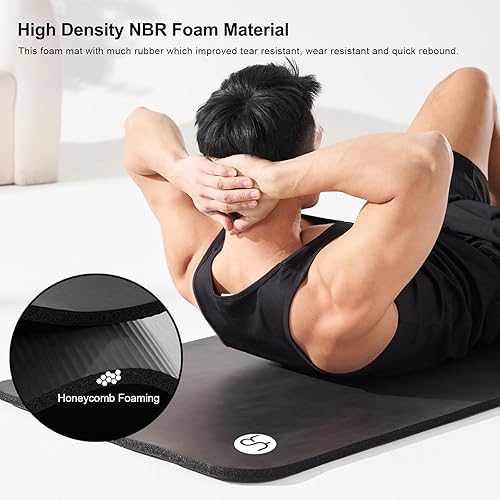 Miniatura 4 de Tapete de yoga grueso de 1 pulgada, tapete de ejercicio de 76.7 x 24 pulgadas, tapete de entrenamiento para gimnasio en casa, tapete de yoga