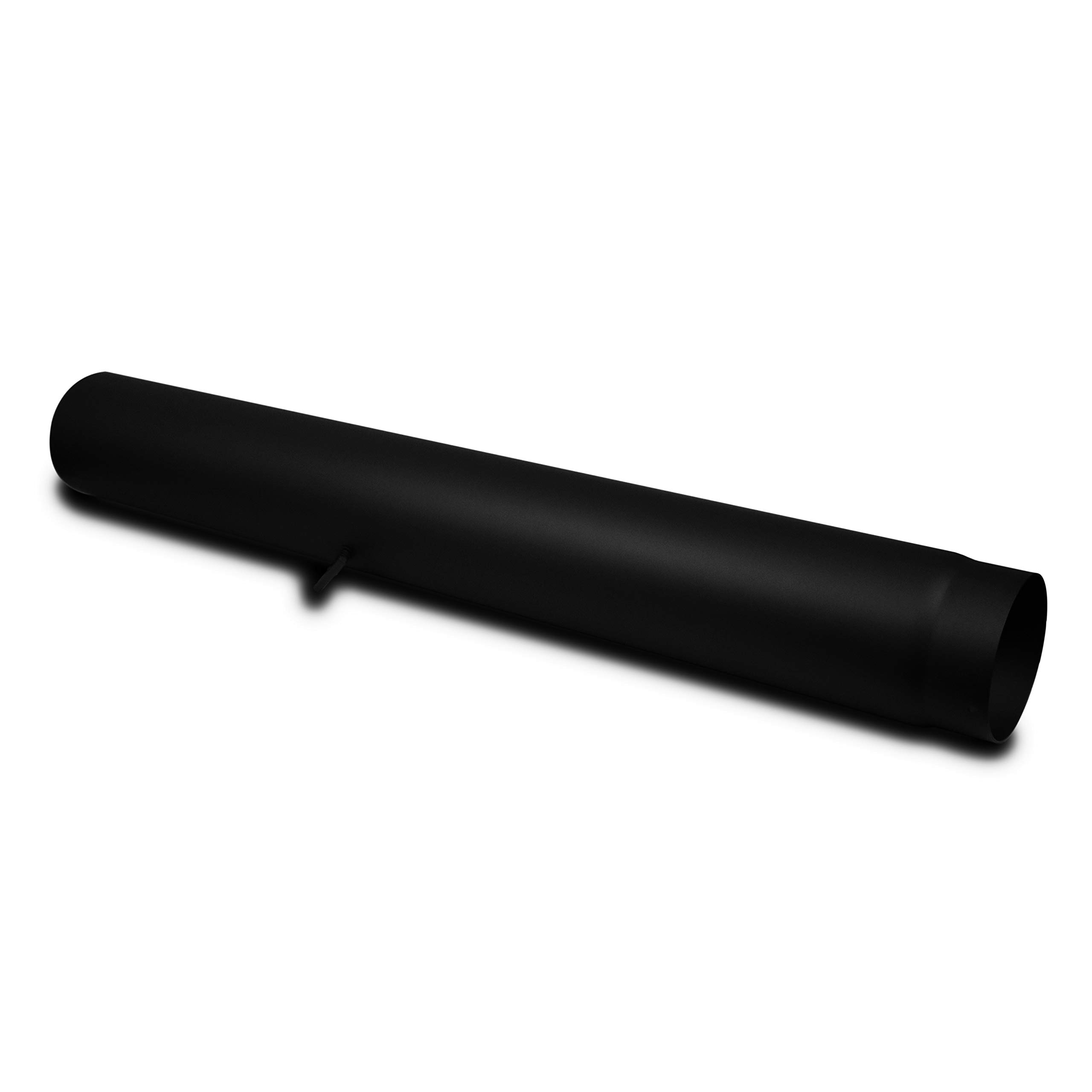 LANZZAS Tubo de humo de 1000 mm con válvula de mariposa, diámetro de 130 mm, color: negro, tubo de extensión de tubo de estufa