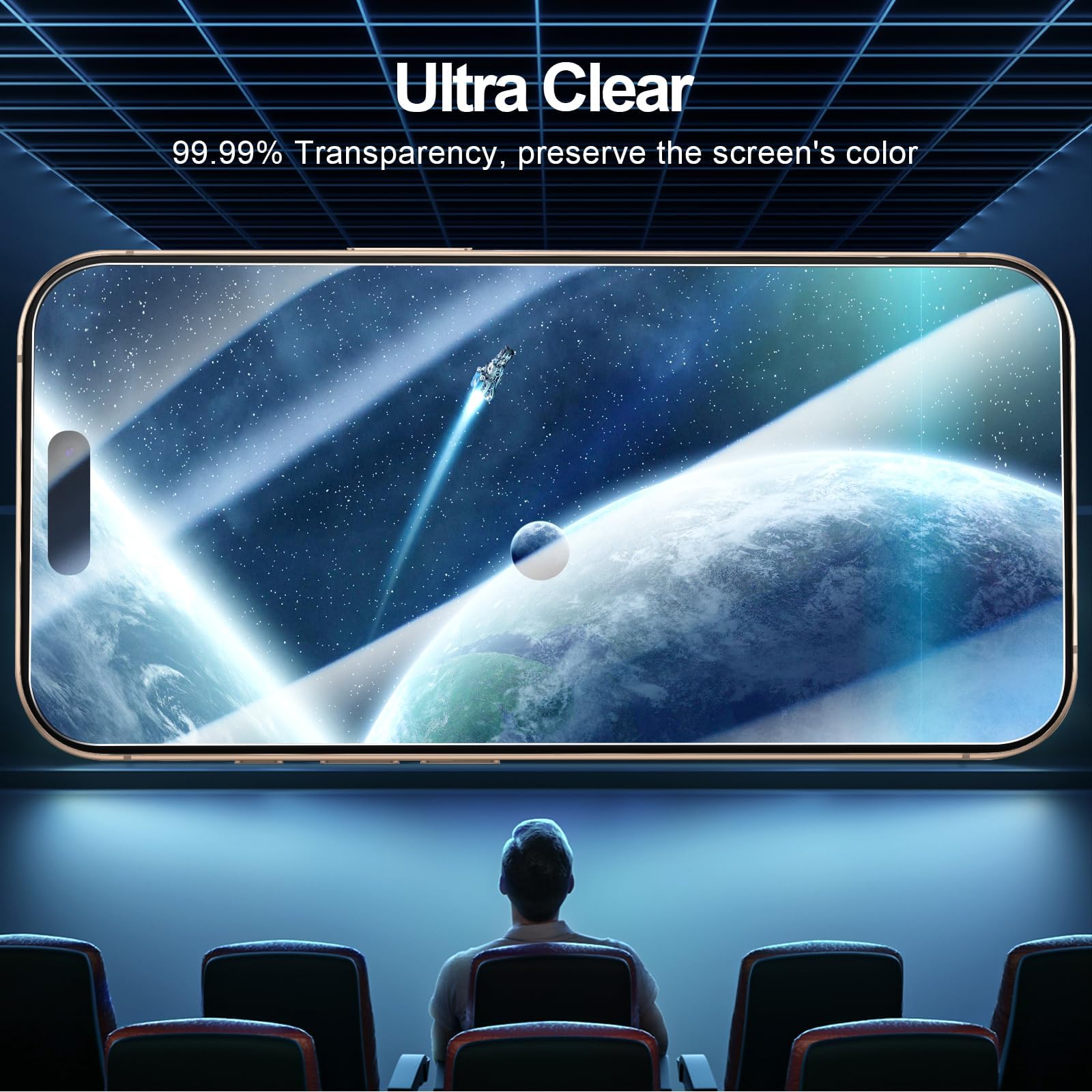 NEW'C 3 Sztuki, Ochraniacz Ekranu do iPhone 17, 17 Pro, iPhone 16 Pro (6,3 cala), Folia ochronna ze szkła hartowanego bez pęcherzyków powietrza - Zawiera narzędzie ułatwiające montaż