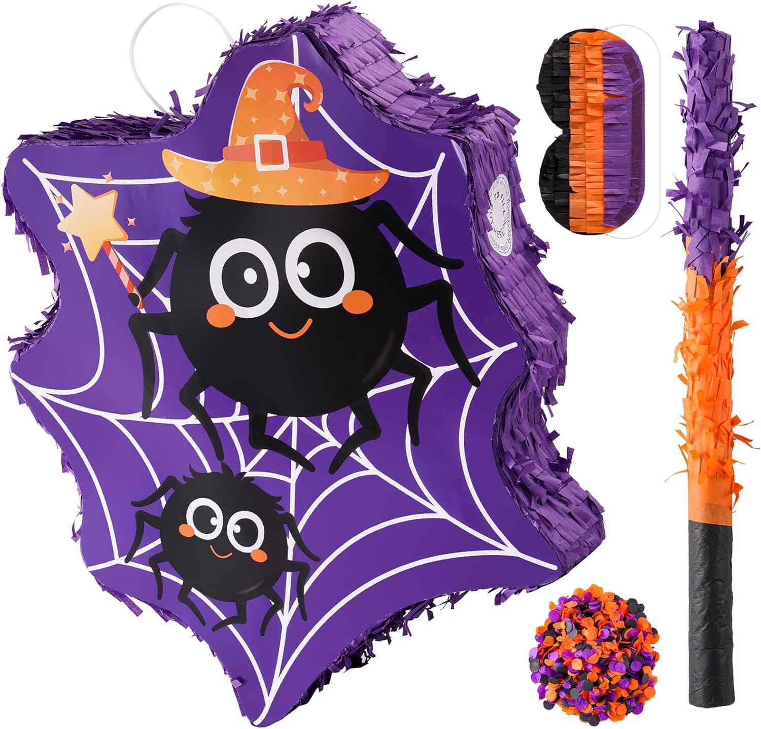 VINTS Spider Piñata,Halloween Purple Spider Piñata with Blindfold,Perfect for Boys Grils Birthday Party Game Activity Halloween Theme Parties Decorations(17.5×13.3×3.15in) (missing blindfold)