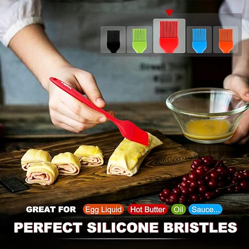 Miniatura 2 de Walfos Cepillo de silicona para pastelería, juego de cepillos para untar resistentes al calor, perfecto para hornear, parrilla de barbacoa, cocina