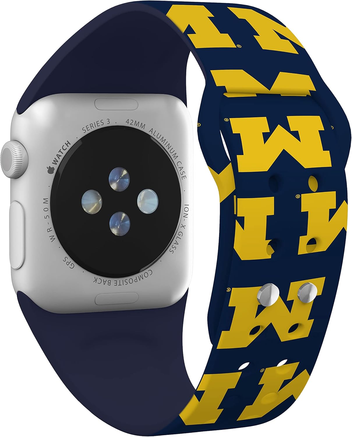 Affinity Bands Michigan Wolverines HD Combo Package Compatible with Apple Watch and AirPods Gen 1 & 2 (42/44/45/49mm (46mm Series 11) Short Repeating)