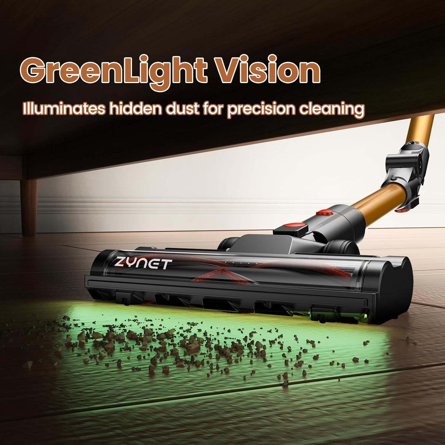 S9 Aspirateur Balai sans Fil, 45kPa/500W/45Min, Tube Pliable, Station de Charge Murale 2-en-1, avec Lumière Verte, Filtration HEPA，Adapté aux Poils d'animaux/Tapis/Sols Durs (Jaune)