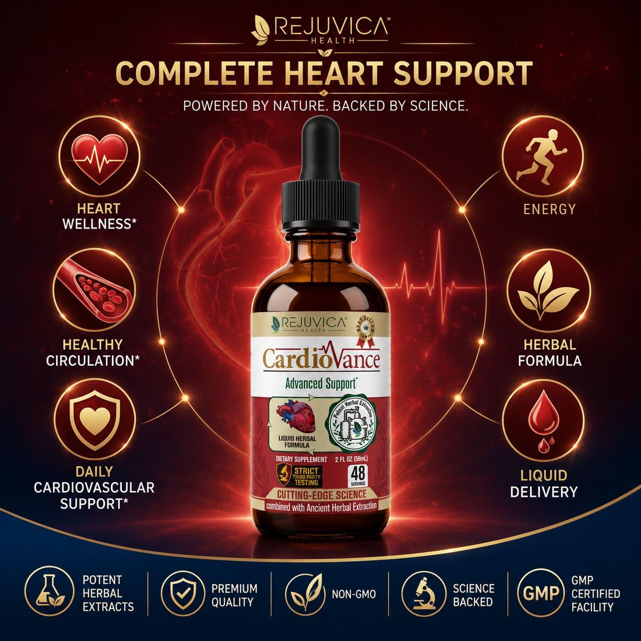 Rejuvica Health CardioVance | Heart Support Liquid Drops | Hawthorn, Hibiscus & Olive Leaf Extract | Supports Healthy Blood Pressure & Circulation | Fast-Absorbing Herbal Formula | 1+ Month Supply — Amazon image 5