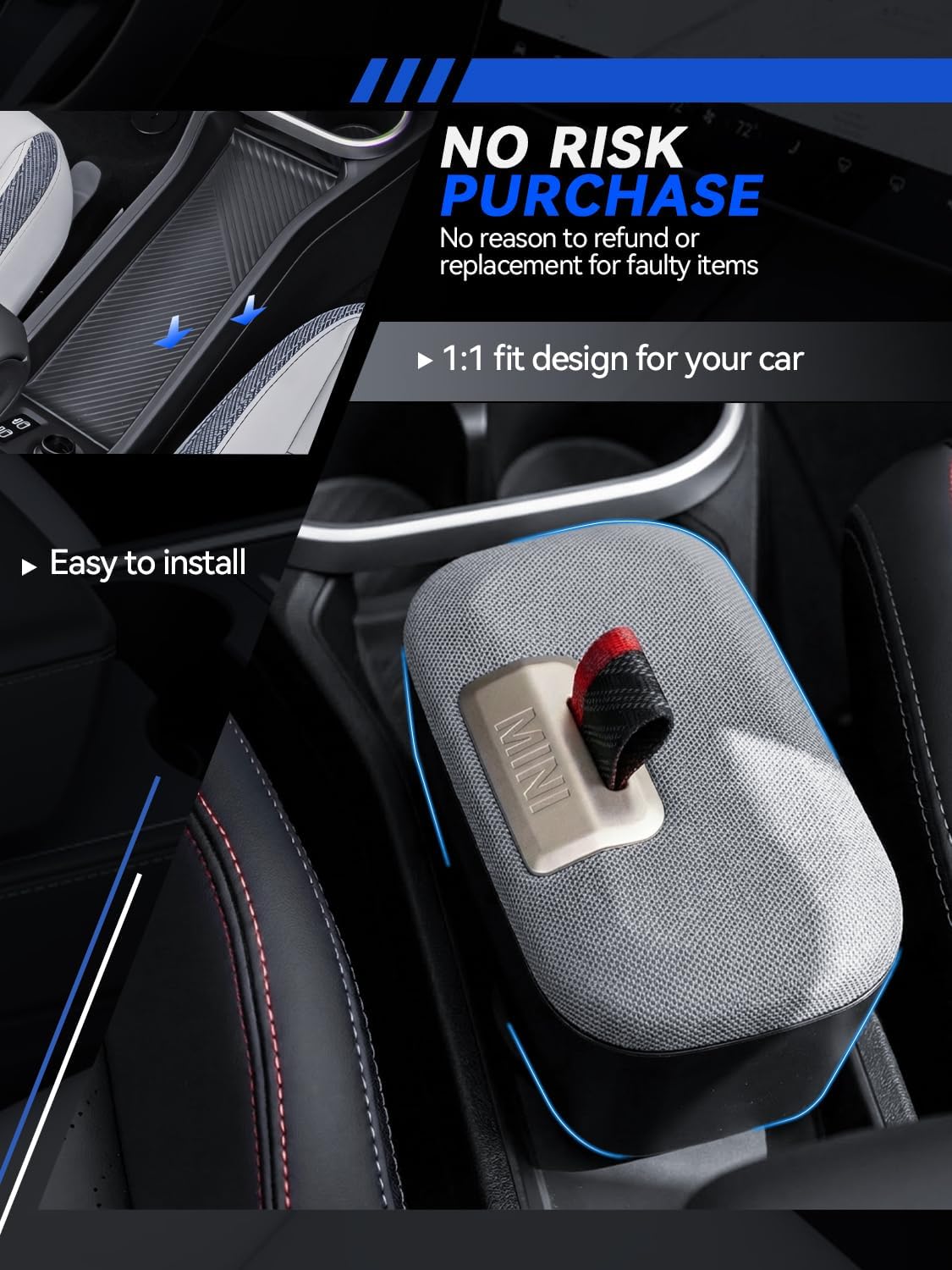for Mini Cooper Center Console Organizer 2025 2026 Mini Cooper [F65 F66 Gas Version Only] Accessories Armrest Tray Middle Storage Box Insert Container Durable ABS Plastic-Grey