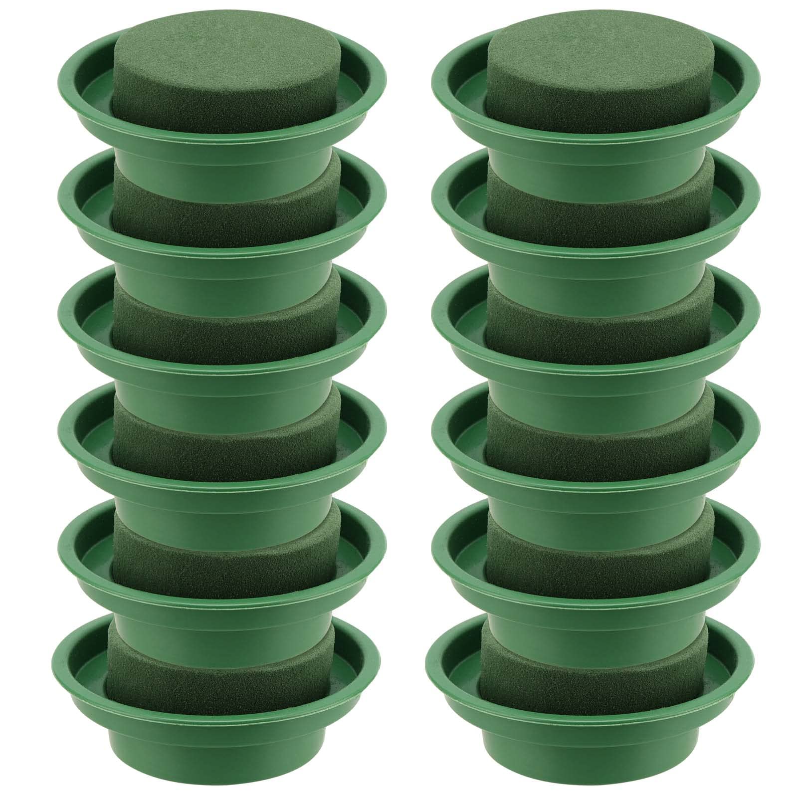 Jeuihau Green 12 Pcs Floral Foam Bowl 4.7 Inch/12Cm, Round Floral Foam Block With Tray, Flower Arrangement Foam For Wedding, Florist, Floral Arrangements And Diy Craft