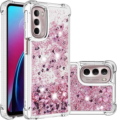 Funda compatible con Motorola Moto G Stylus 2022, con purpurina, líquida, bonita funda transparente para teléfono, flotante, arenas movedizas, a