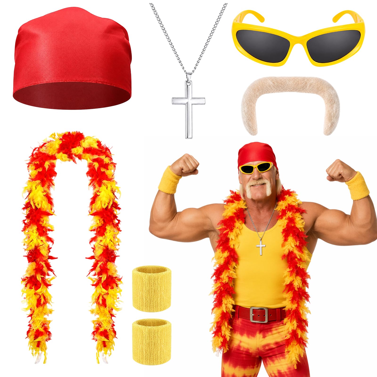 EujRcf 6 Pcs Adults Wrestler Accessory Set Retro Wrestling Outfit
