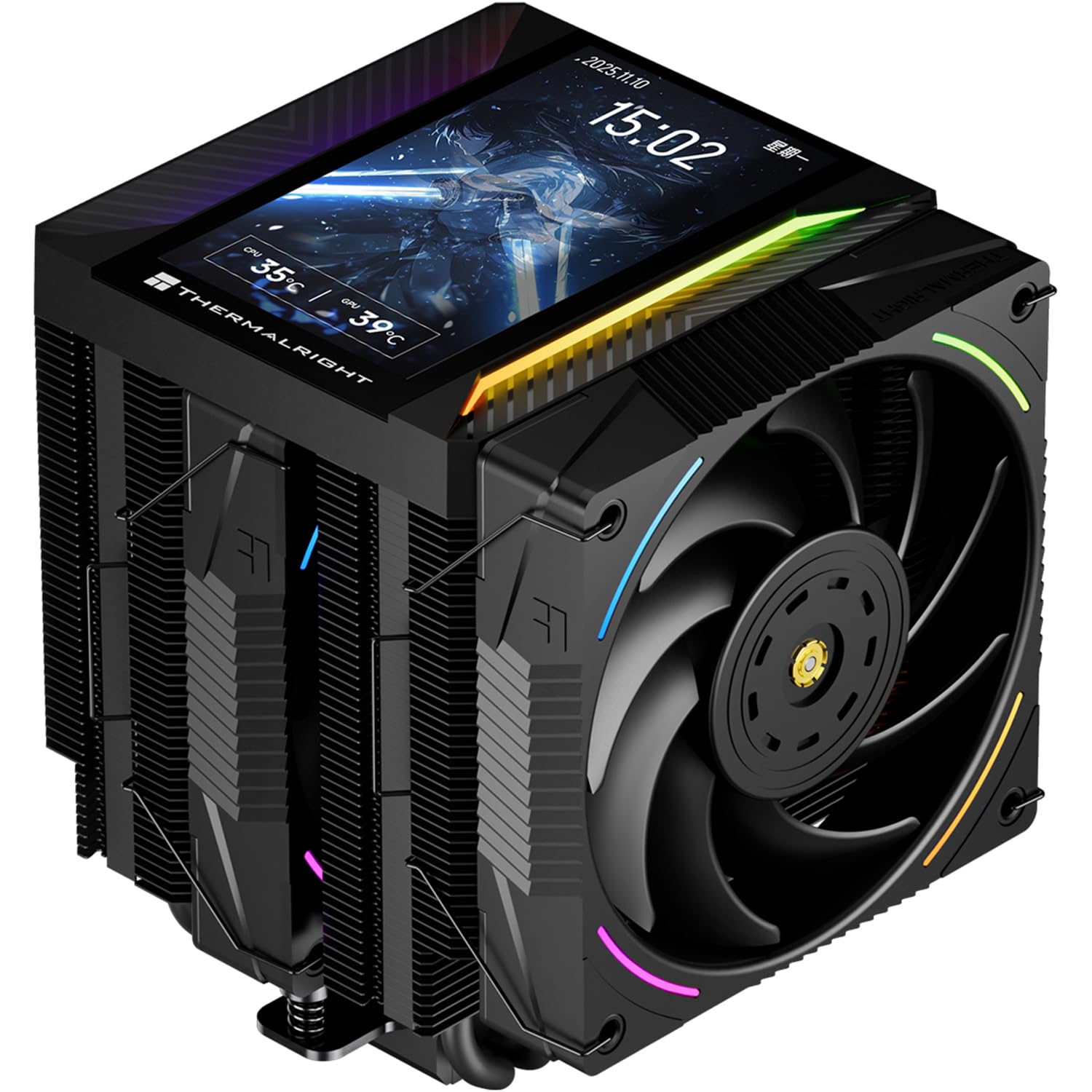 Thermalright Peerless Assassin 120 Vision MAX ARGB Black CPU Cooler, disipador de PC. Pantalla magnética de visualización de 5" con resolución 480x854, para AM4/AM5 e Intel LGA1700/1851