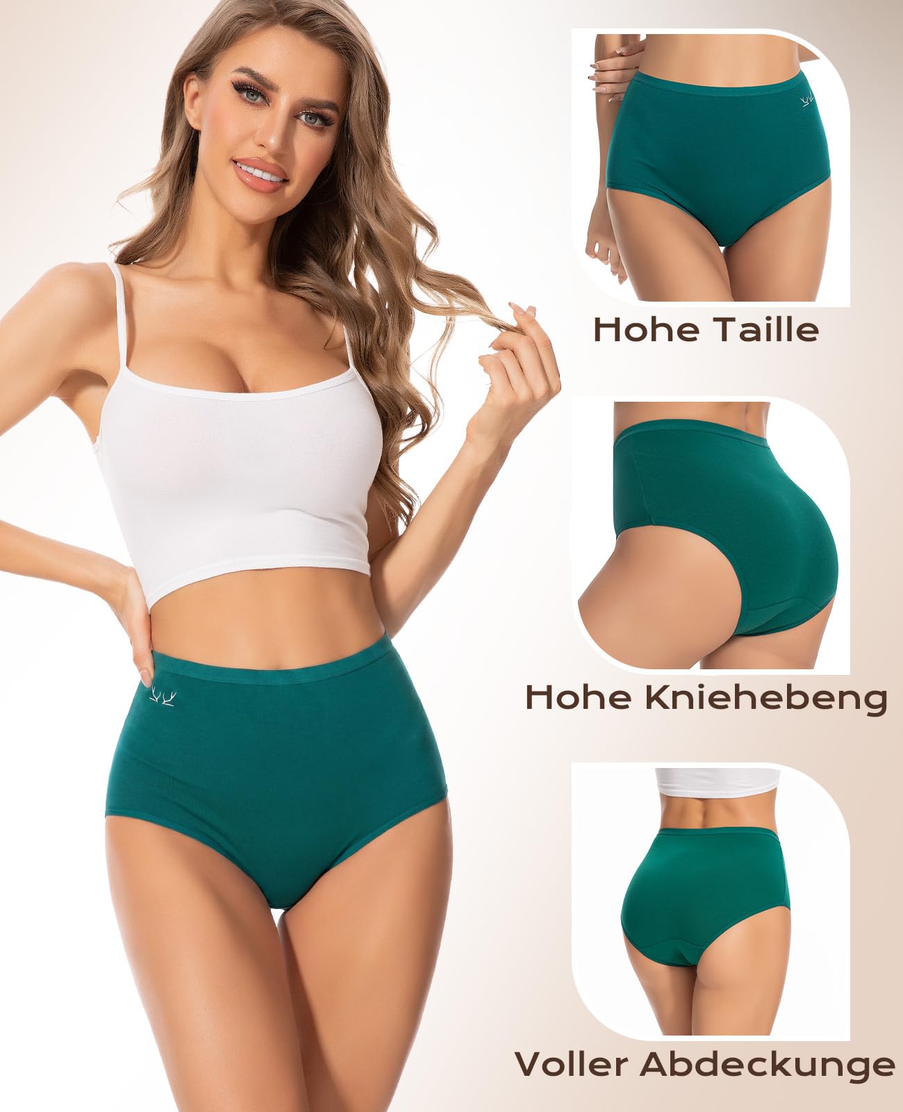 Ruixue Unterhosen Damen Baumwolle, 5er Pack Hohe Taille Unterwäsche Frauen Slips Damen Stretch Panties, Bequeme Slips Damen, Atmungsaktiv Panties