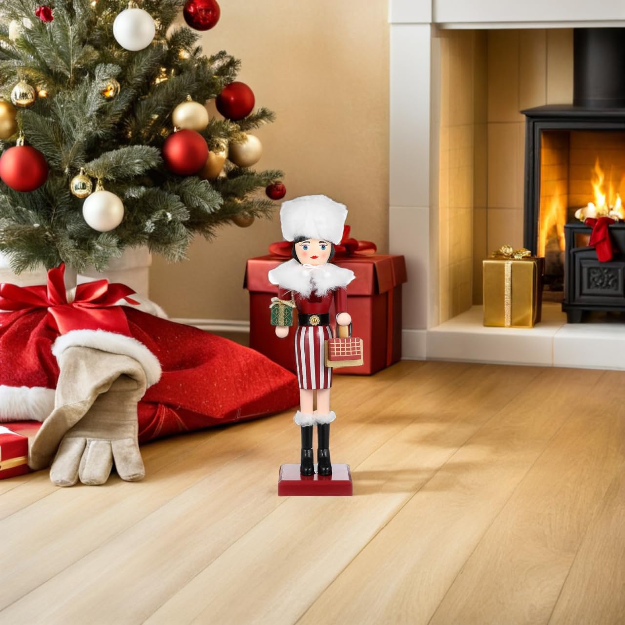 POPETPOP Casse Noisette Noel, Décoration Casse Noisette Geant Figurine, Fille de Noël pour Centre de Table et Décor de Fête