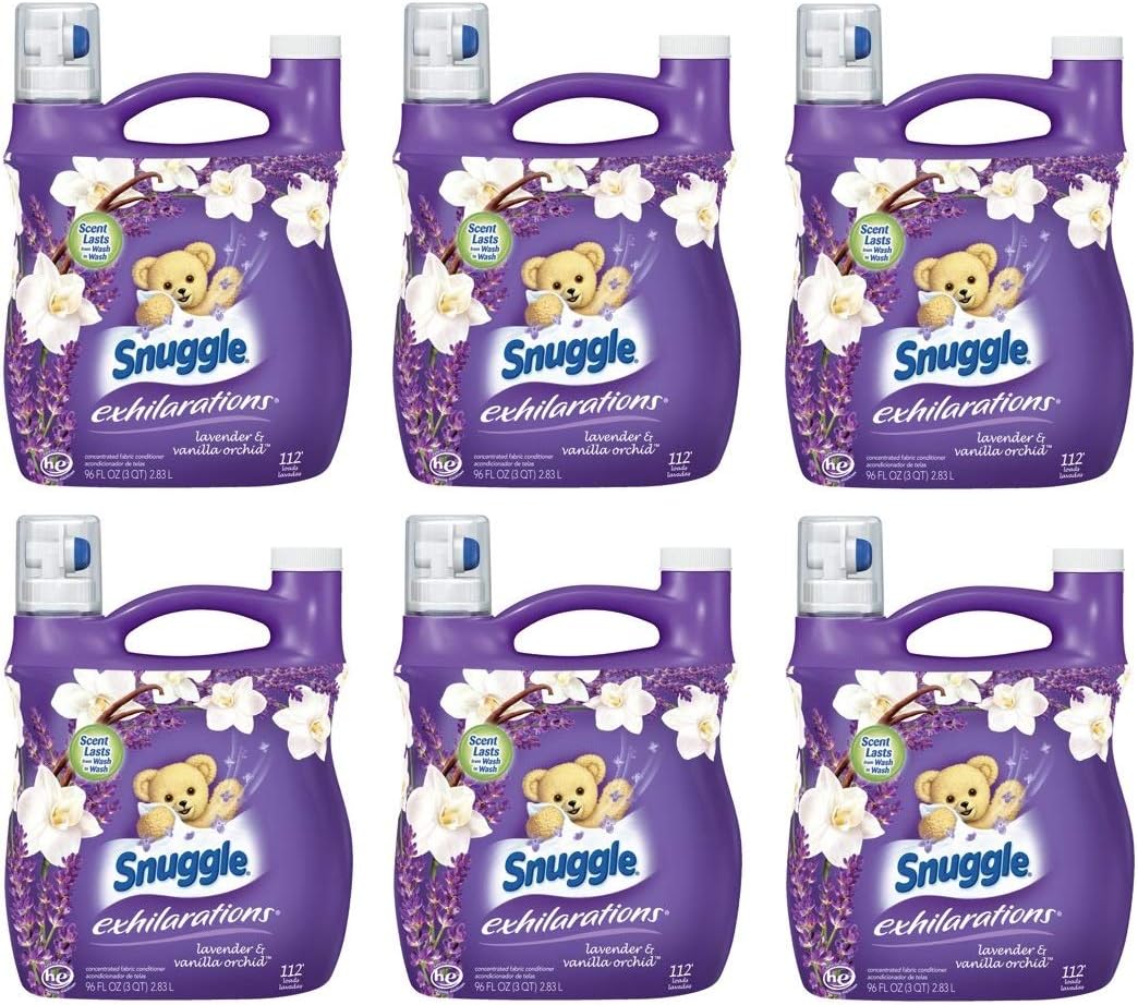 Snuggle Exhilarations Liquid Fabric Softener, White Lavender & Sandalwood Twist, 96 oz (Pack of 6)