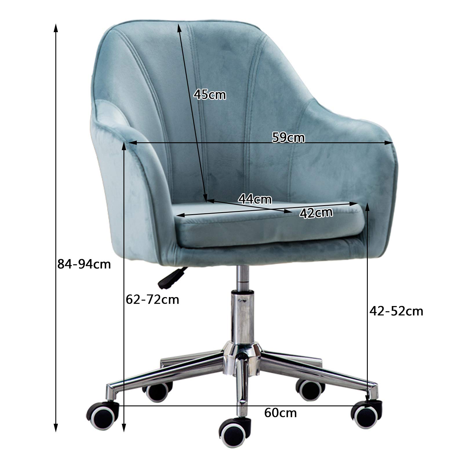 Nowoczesne krzesło biurowe Nowoczesne krzesło obrotowe z aksamitu z regulacją wysokości, ergonomiczne, tapicerowane, oparcie w połowie wysokości, krzesło biurowe komputerowe