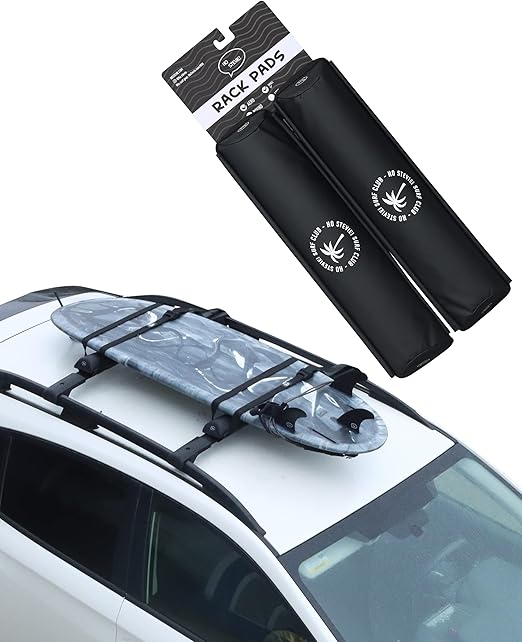 Ho Stevie! Surfboard/SUP Aero Roof Rack Pads (Set of 2 Pads, 28" or 17") for Cars with Crossbars (17")