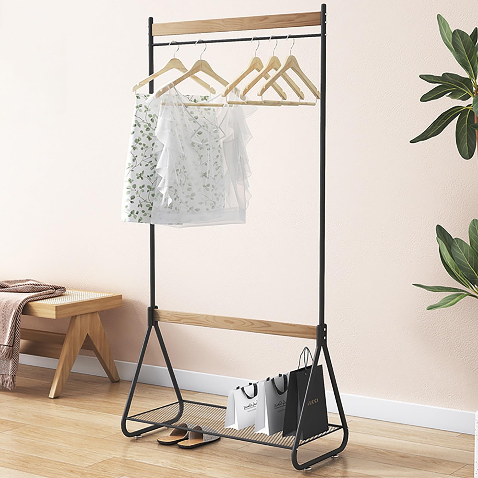Organisateur de rangement vêtements robuste avec cadre métal stable
