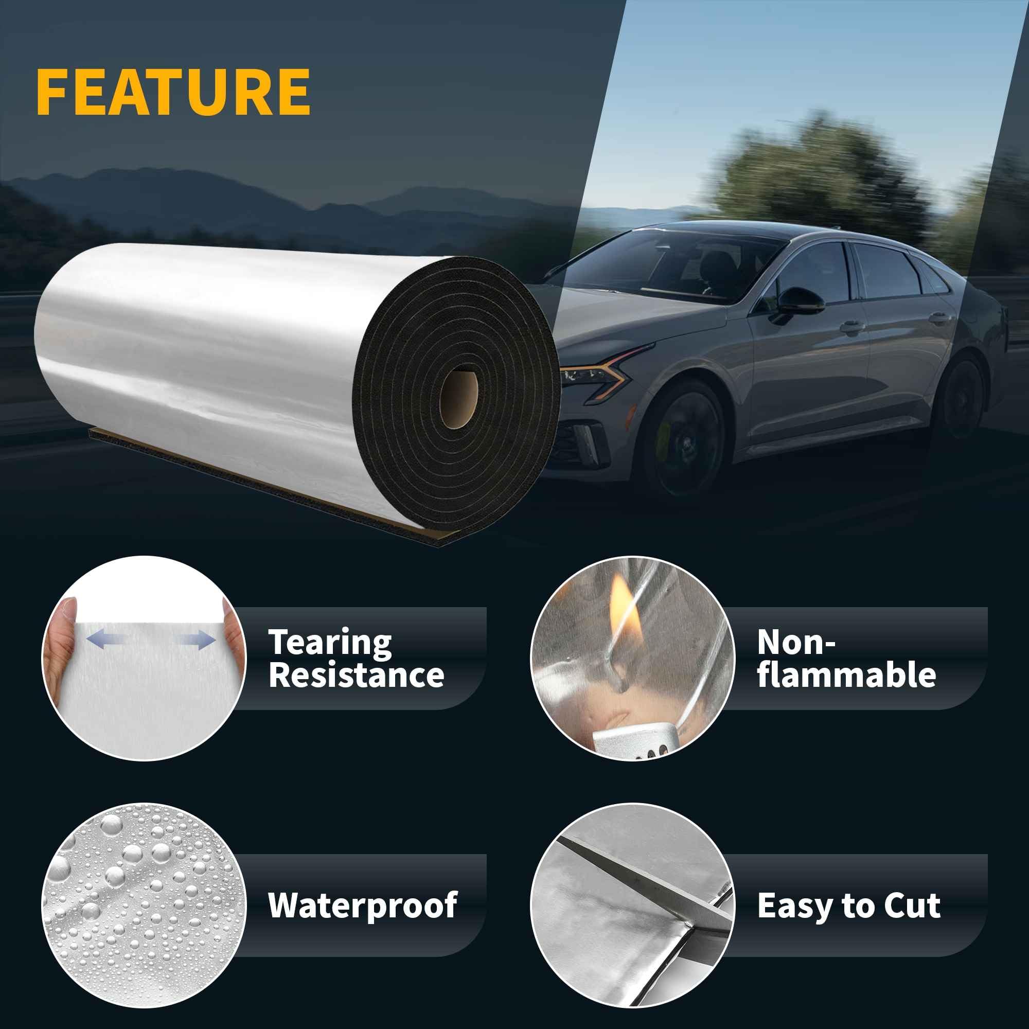 A ABSOPRO Aislante Termico Insonorizante 1Pc Para Coche Y Barco Aluminio | Dimensiones 200X50Cm, Grosor 11Mm, Cobertura 10.76 Sqft, Uso Capó, Guardabarros, Techo, Puerta, Suelo, Para Barco