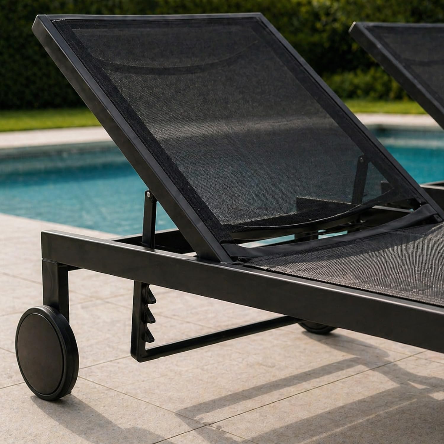 CONCEPT USINE Lot de 2 Bains de Soleil Cuba Noir Aluminium 215 cm
