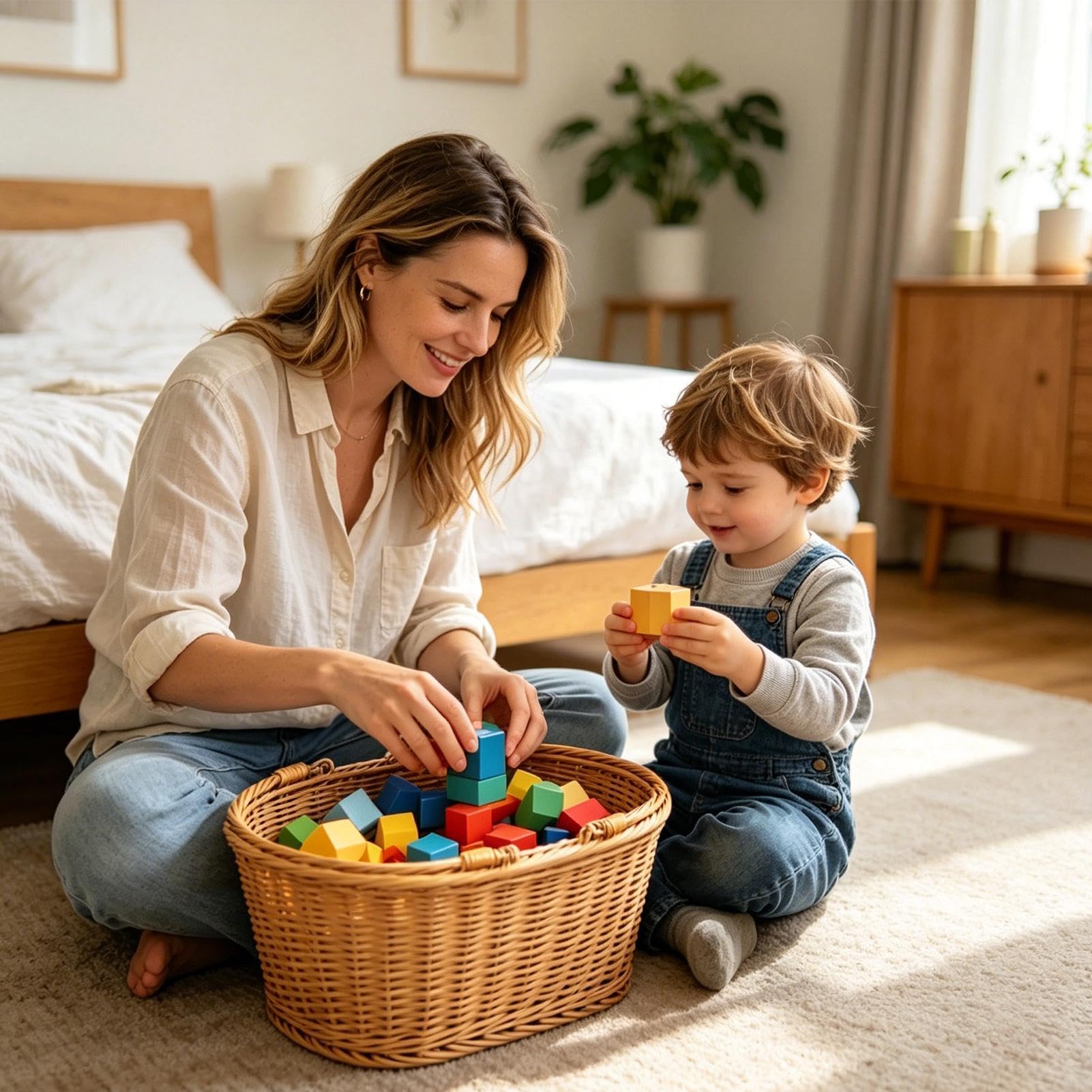 Cesto da Picnic con Manico - Raccolta E Conservazione Della Frutta - Cestino Vuoto per Pane - Per Campeggio, Picnic, Spesa, Giardino, Cortile, Prato, Gite In Auto, Casa