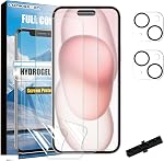 LOOKSEVEN 3+2 3 Packs Hydrogel Film Screen Protector(Not Glass) + 2 Packs Tempered Glass Camera Lens Protector For iPhone 17 Pro Max