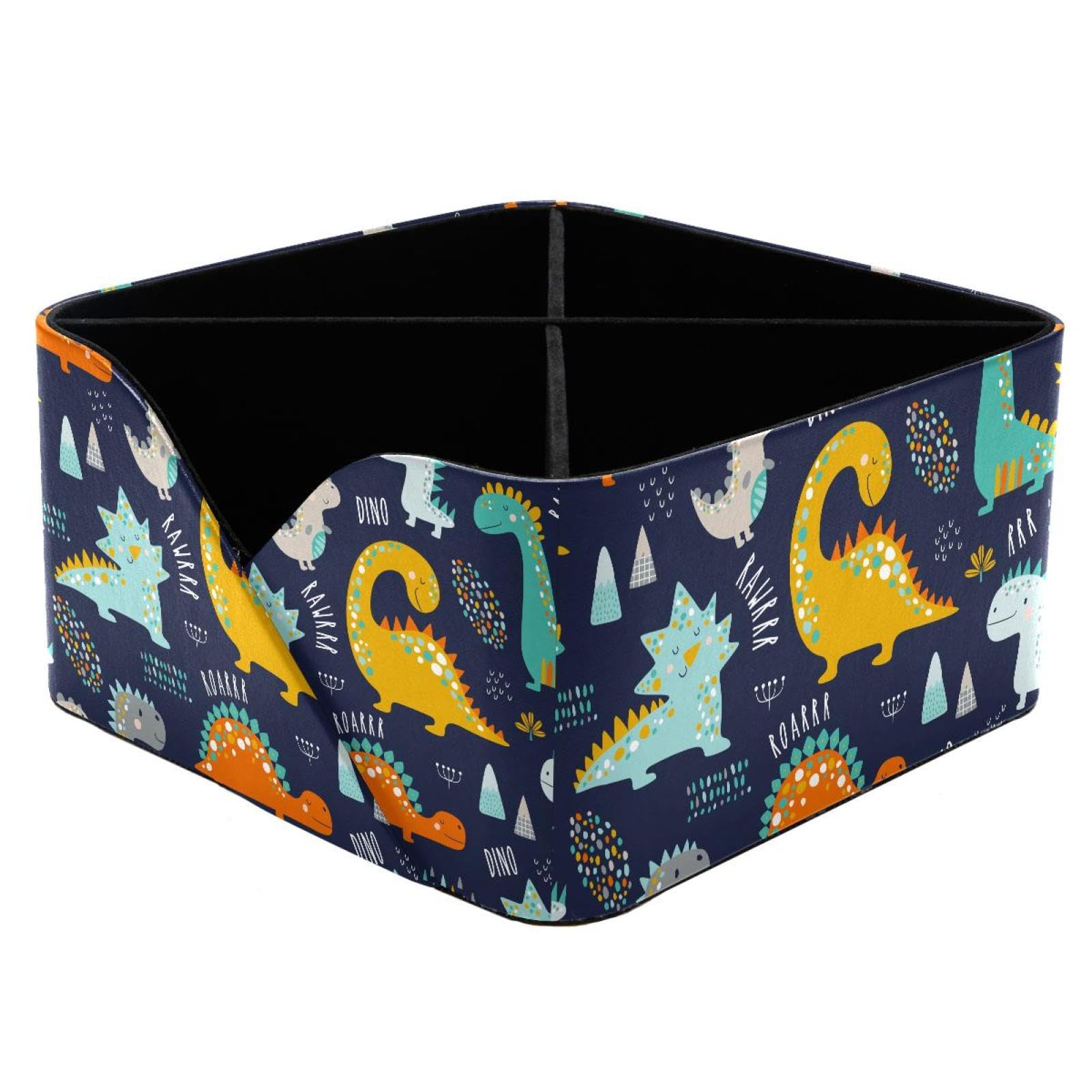 KengjuTesu Colorful Dinosaurs Desktop Organizer Pen Holder, Rectangular Pencil Cup for Office, Study and Makeup Stations
