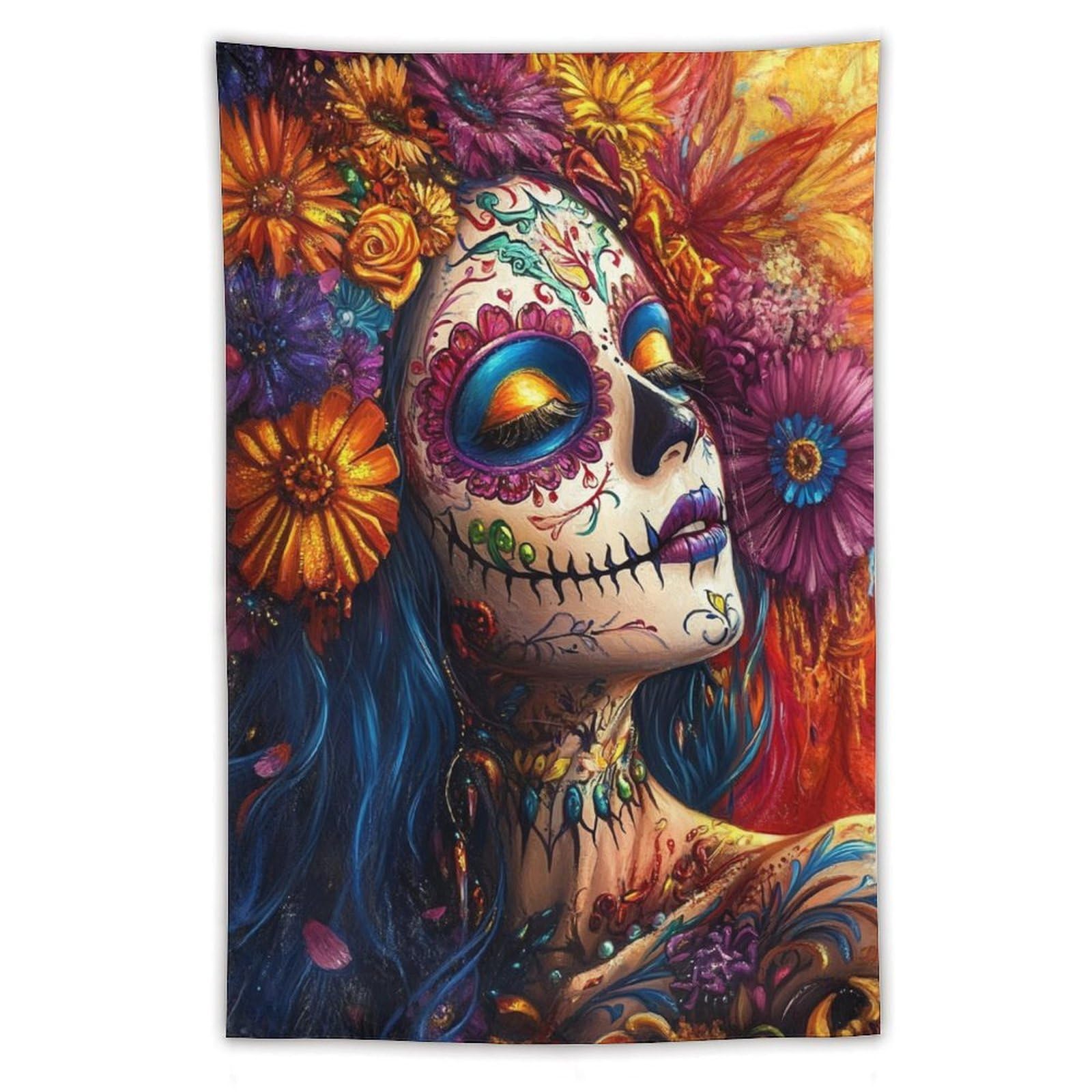 Jubonexis Vintage Skull Women Tapestry Polyester Aesthetic Wall Hanging Bedroom Living Room Dorm Decor 40"x60"