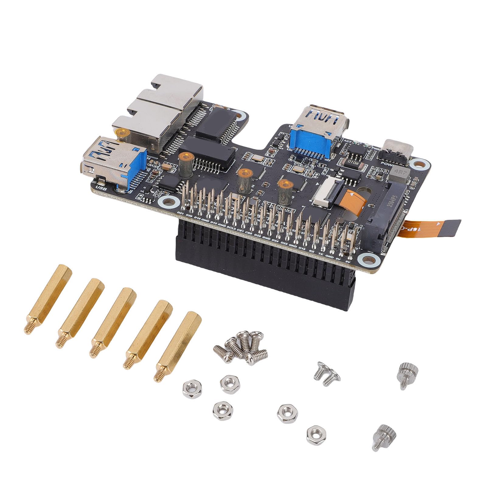 Bewinner PCIe to USB 3.2 Gen1 M.2 NVMe Adapter, .5G Ethernet SSD Expander with Plug and Play, for RasPi 5 and M. 2230 2280 Drives